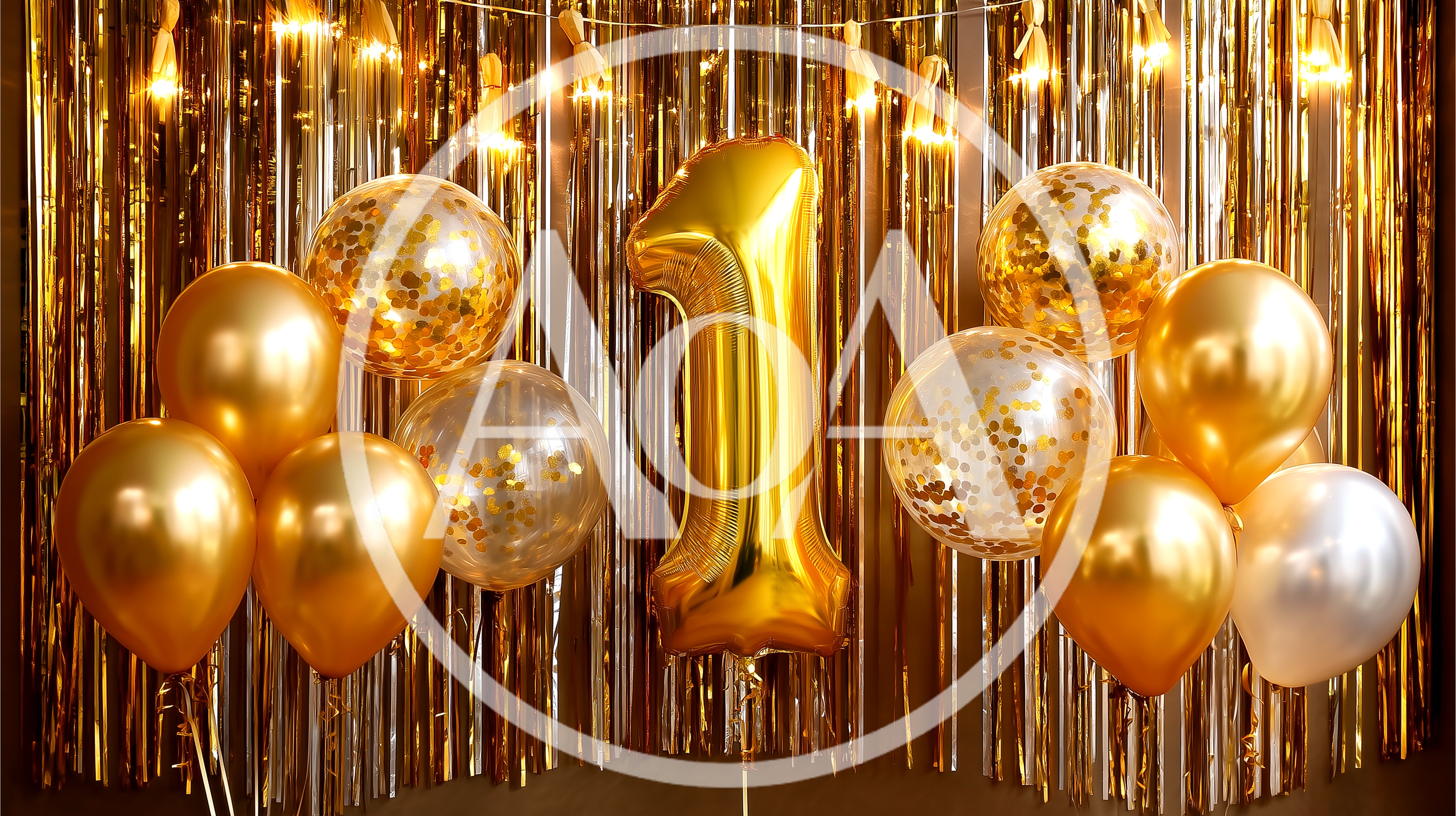 Gold First Birthday Party Decoration With Balloons