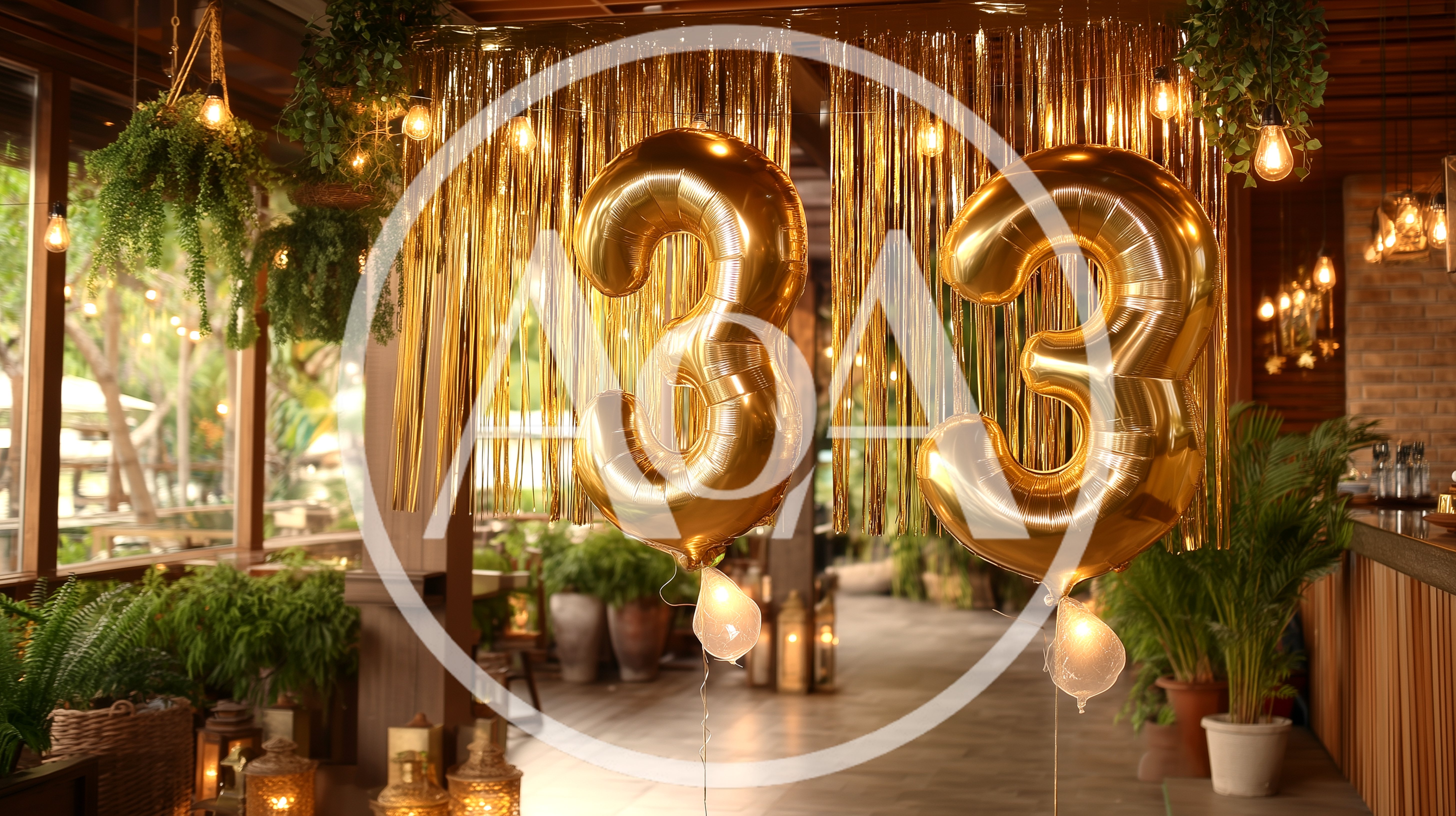Golden Number Thirty Three Balloons For Birthday Celebration
