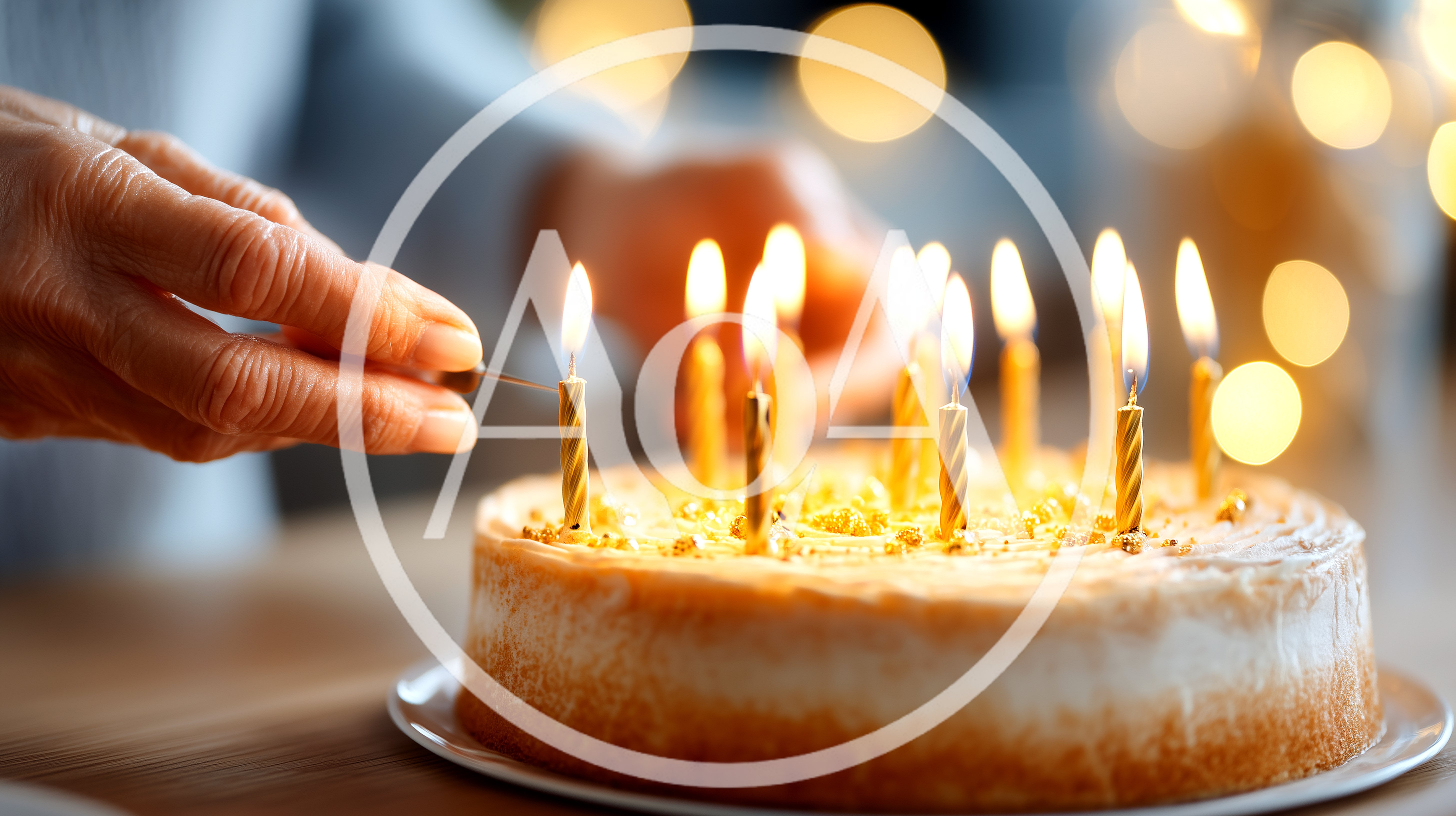 Elderly Person Lighting Birthday Cake Candles