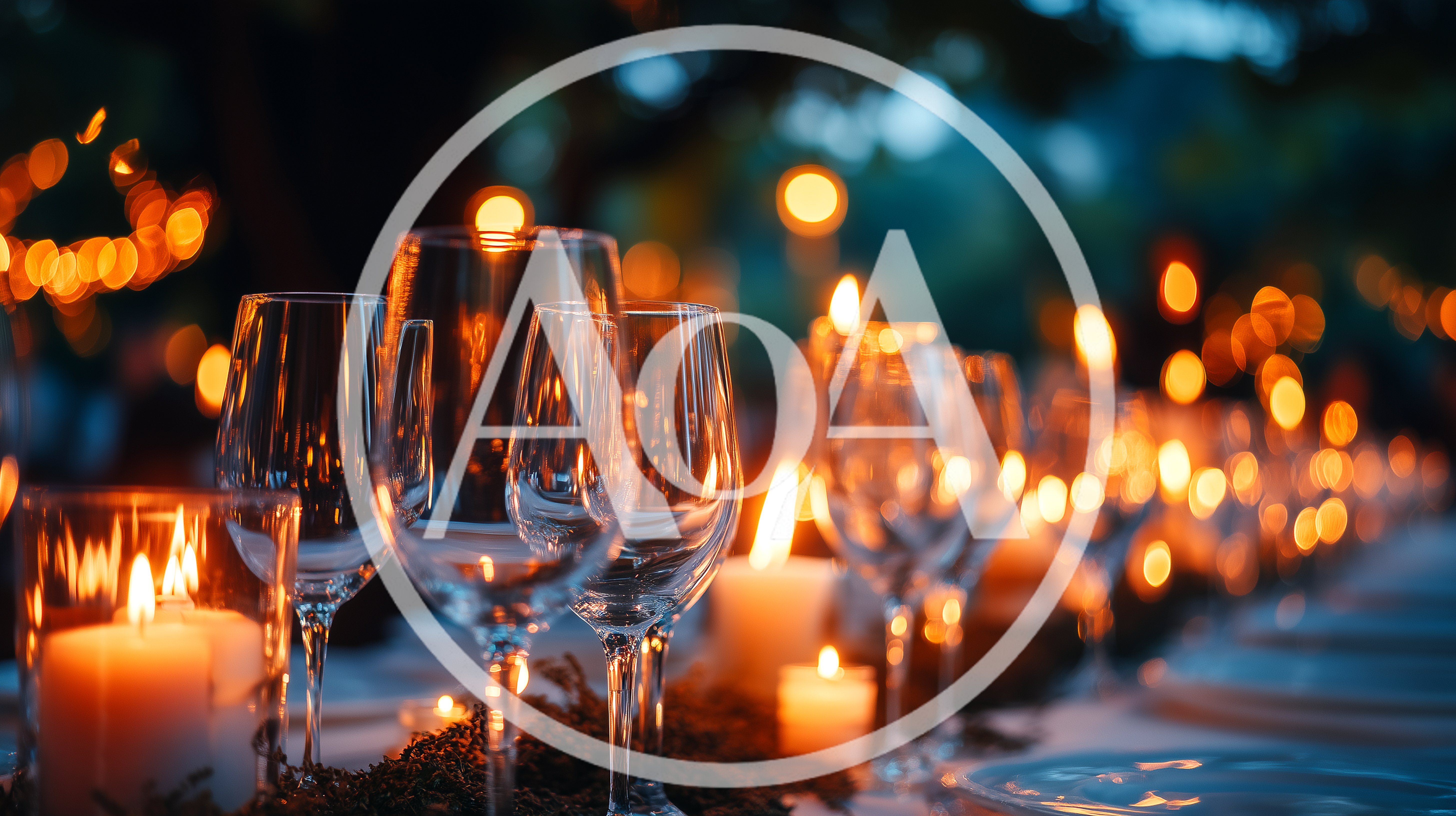 Elegant Outdoor Dinner Table Setting With Candles