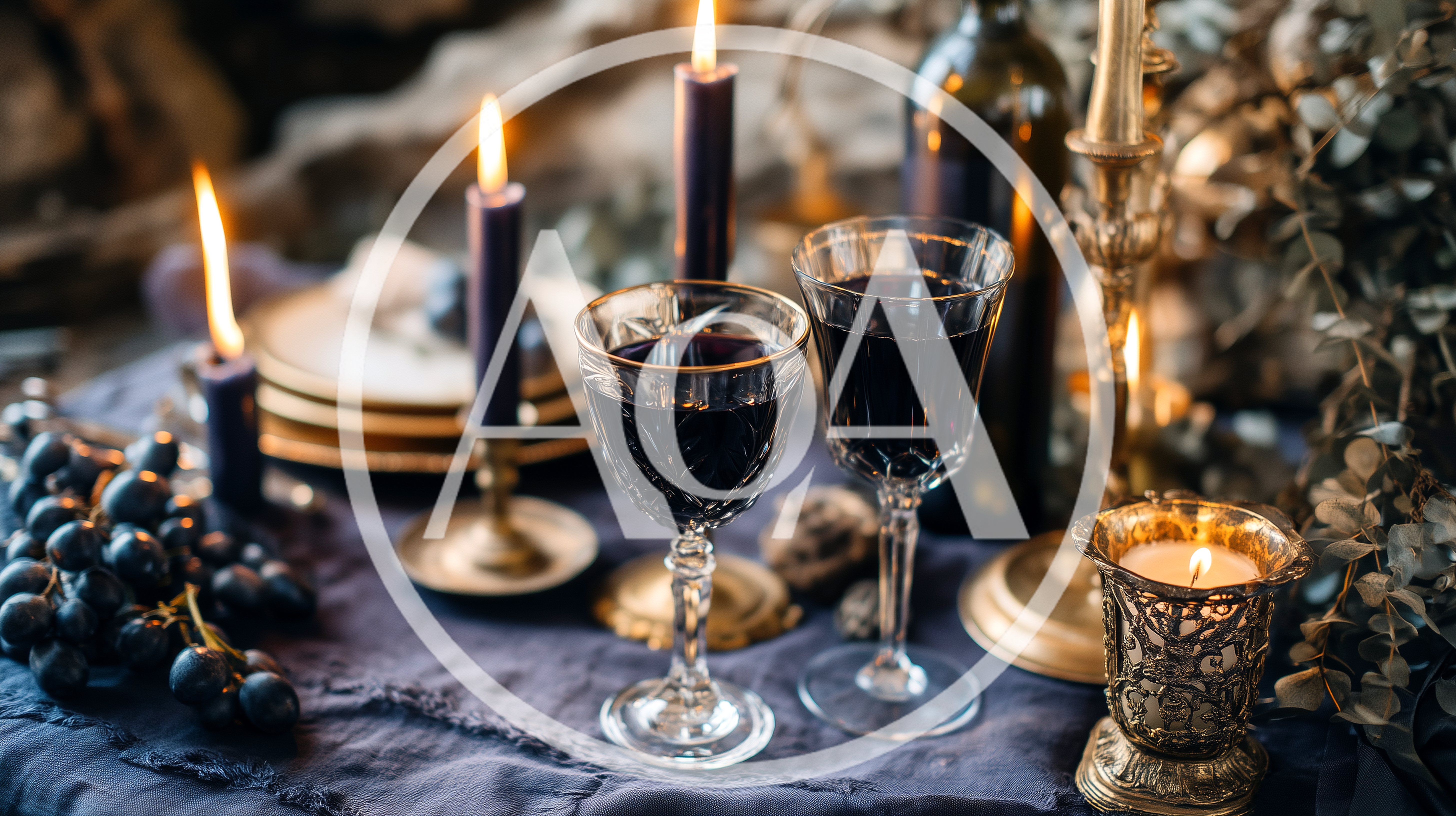 Romantic Table Setting With Wine And Candles
