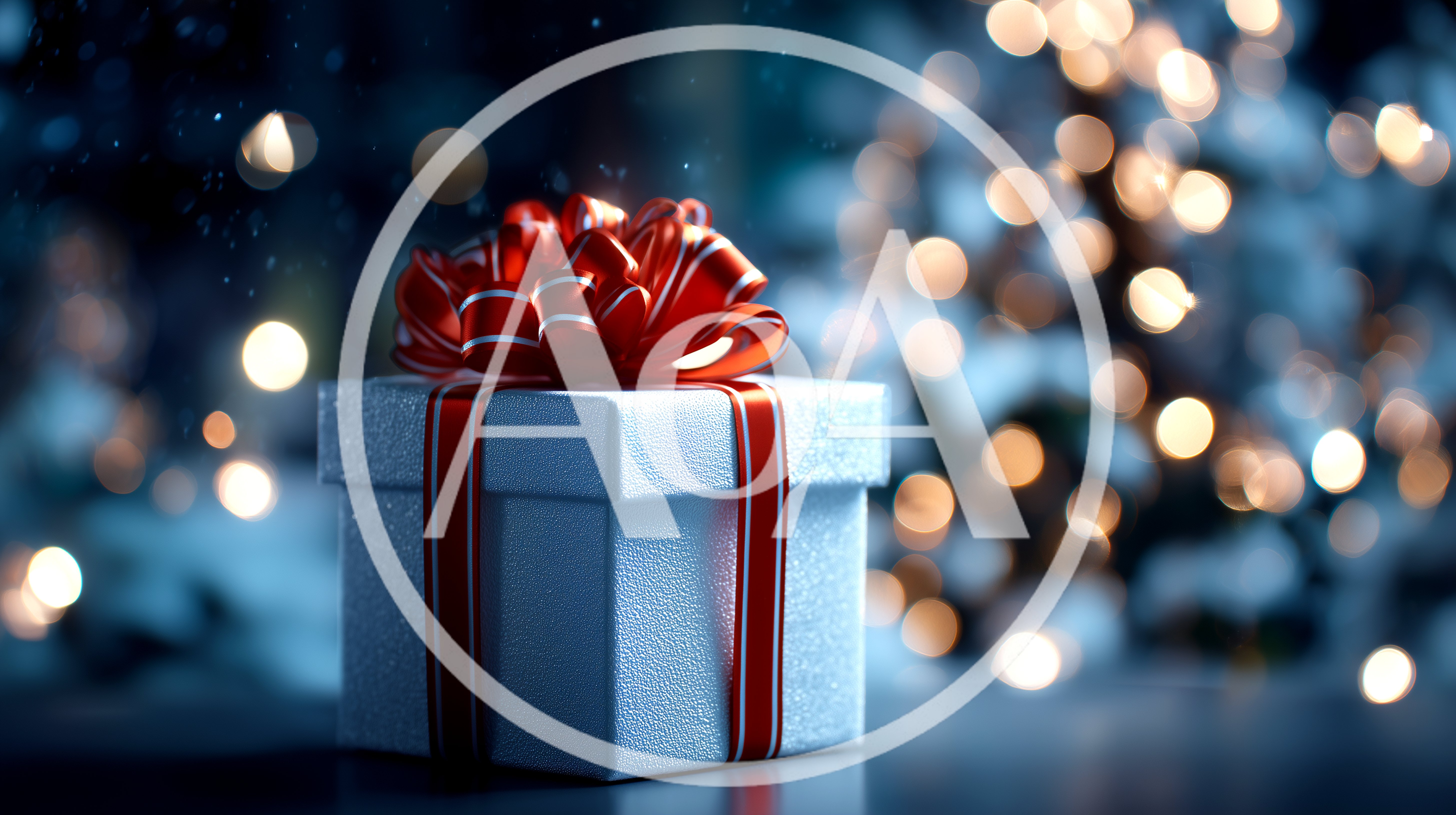 White Christmas Gift Box With Red Ribbon