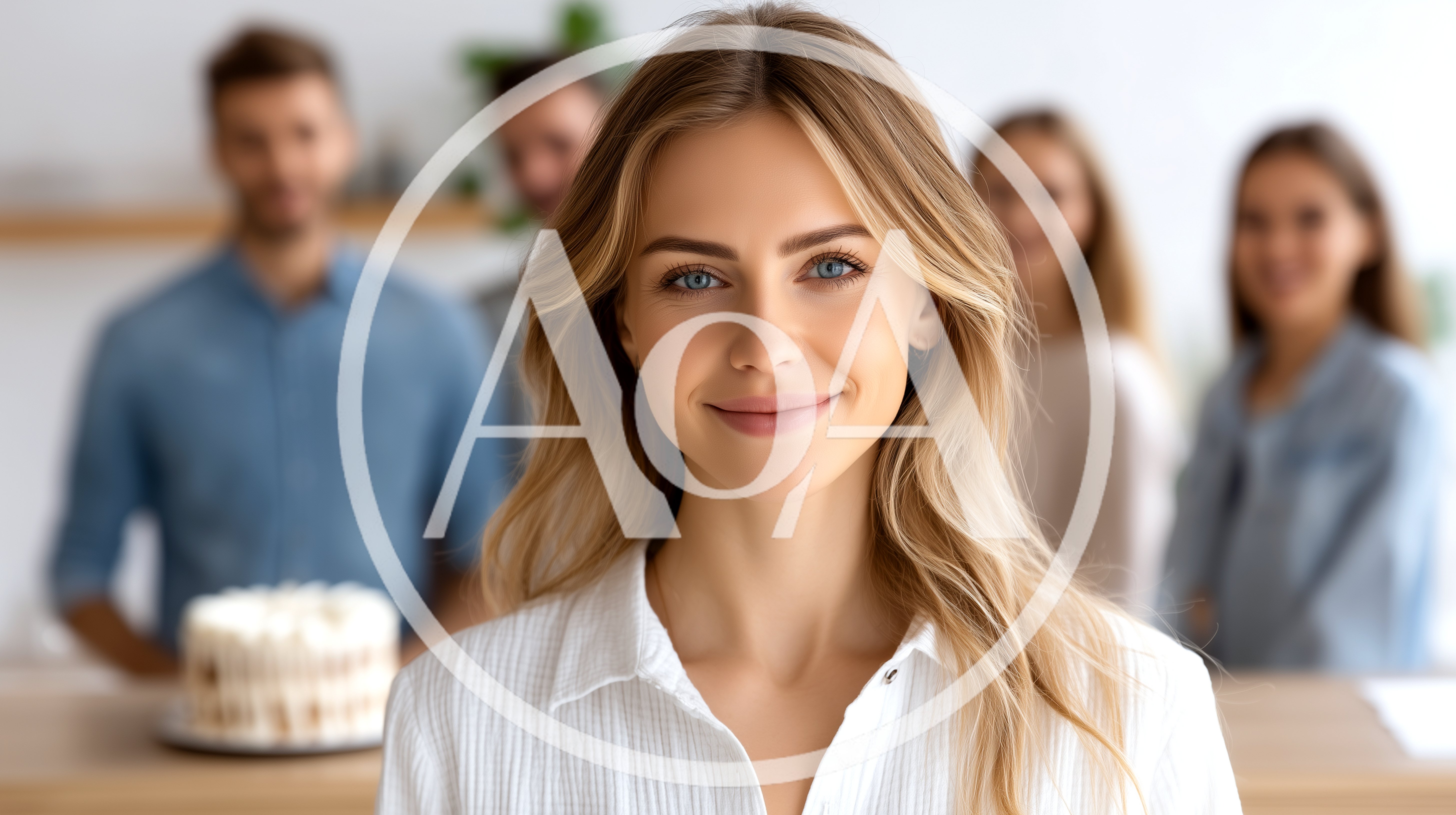 Young Woman Smiling During Office Birthday Celebration