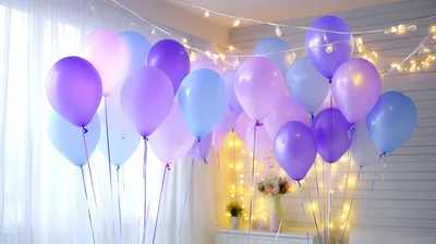 Bunch Of Purple And Blue Balloons For Celebration