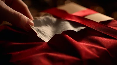Hand Placing A Small Note On A Gift