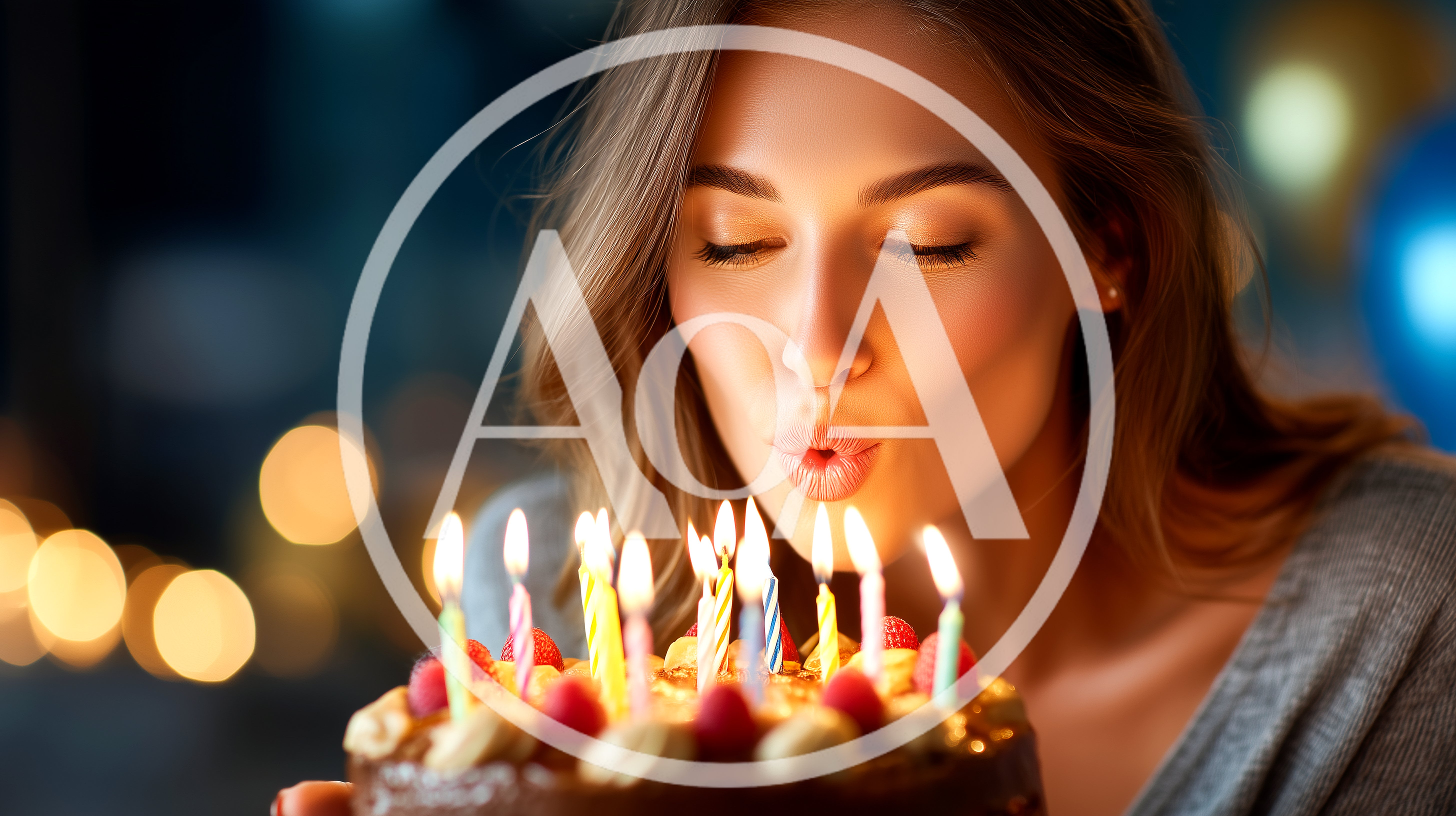 Young Woman Blowing Out Birthday Cake Candles