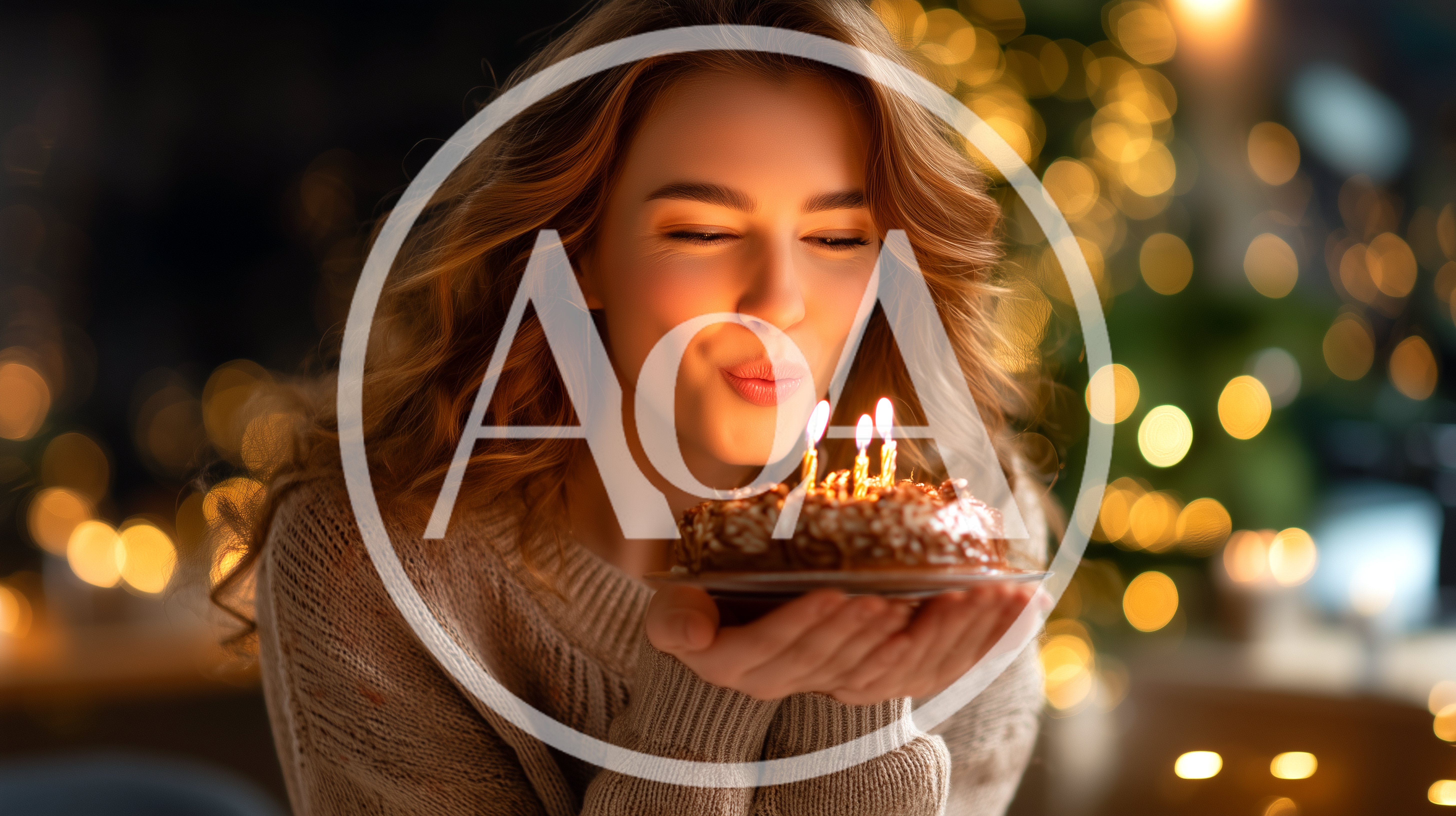 Young Woman Blowing Out Candles On Birthday Cake
