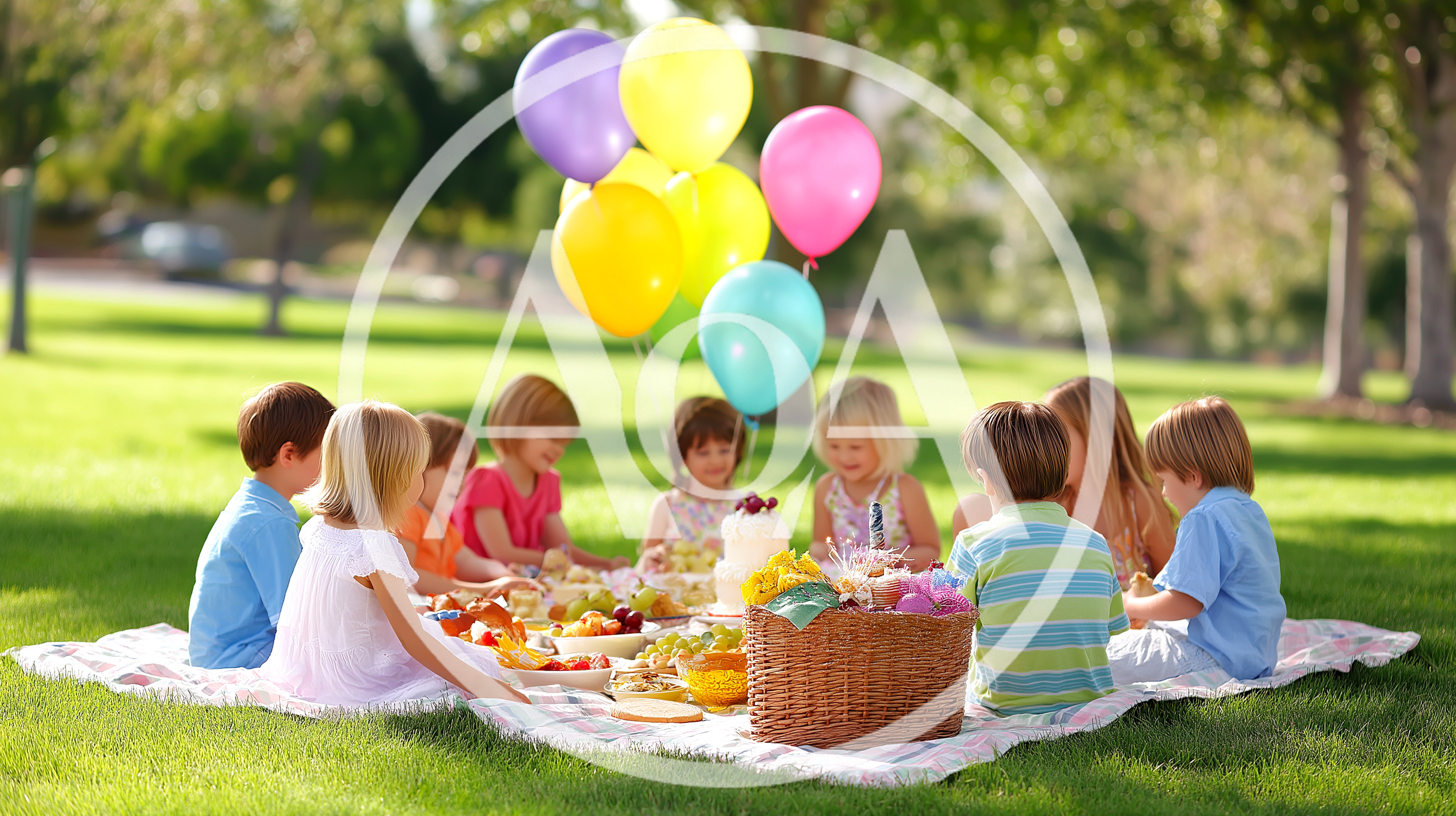 Group Of Children Having A Birthday Picnic In Park