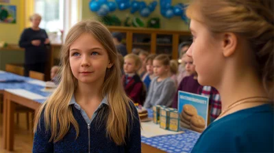 Young Girl Listening to Teacher in Classroom