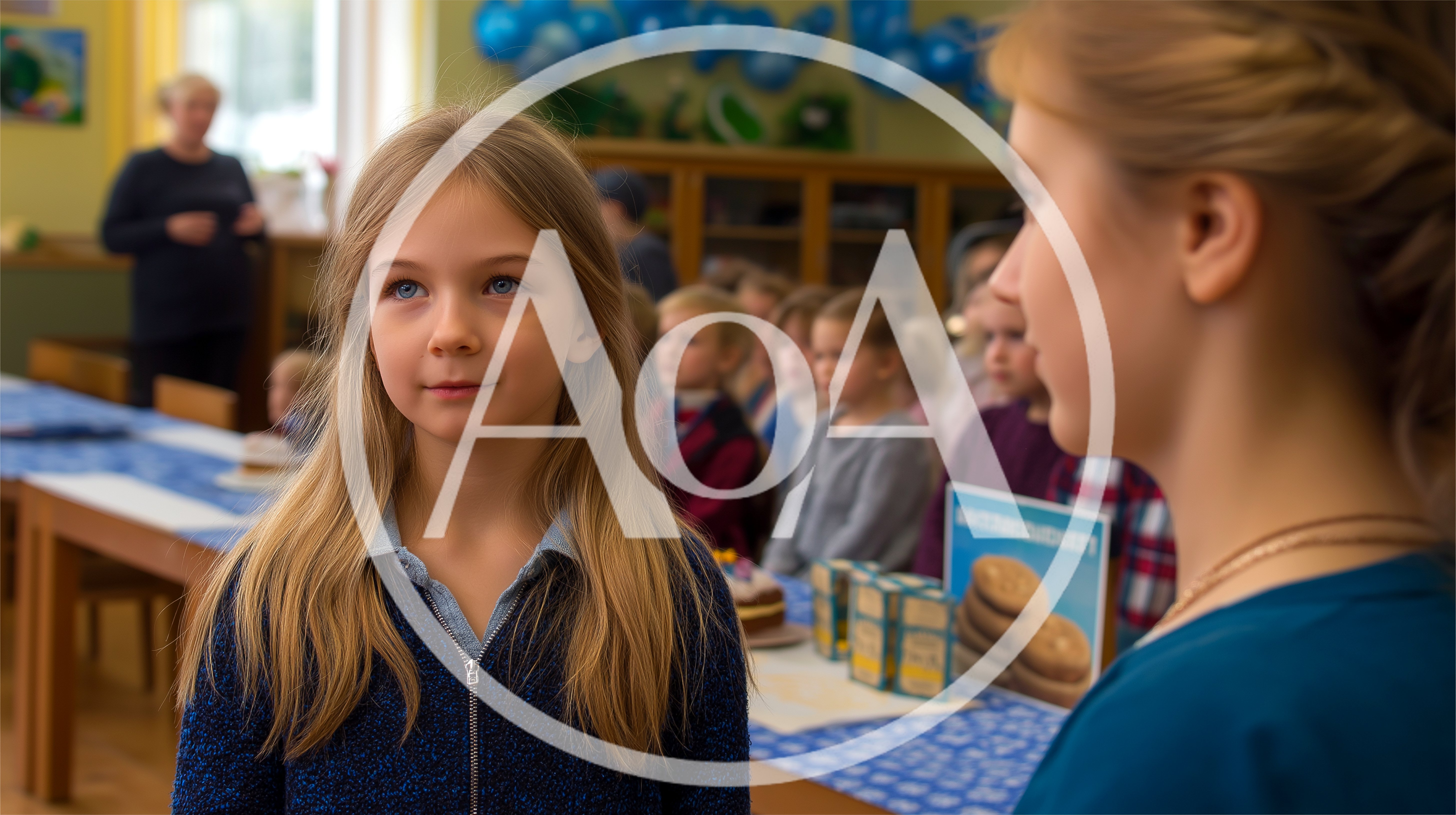 Young Girl Listening to Teacher in Classroom