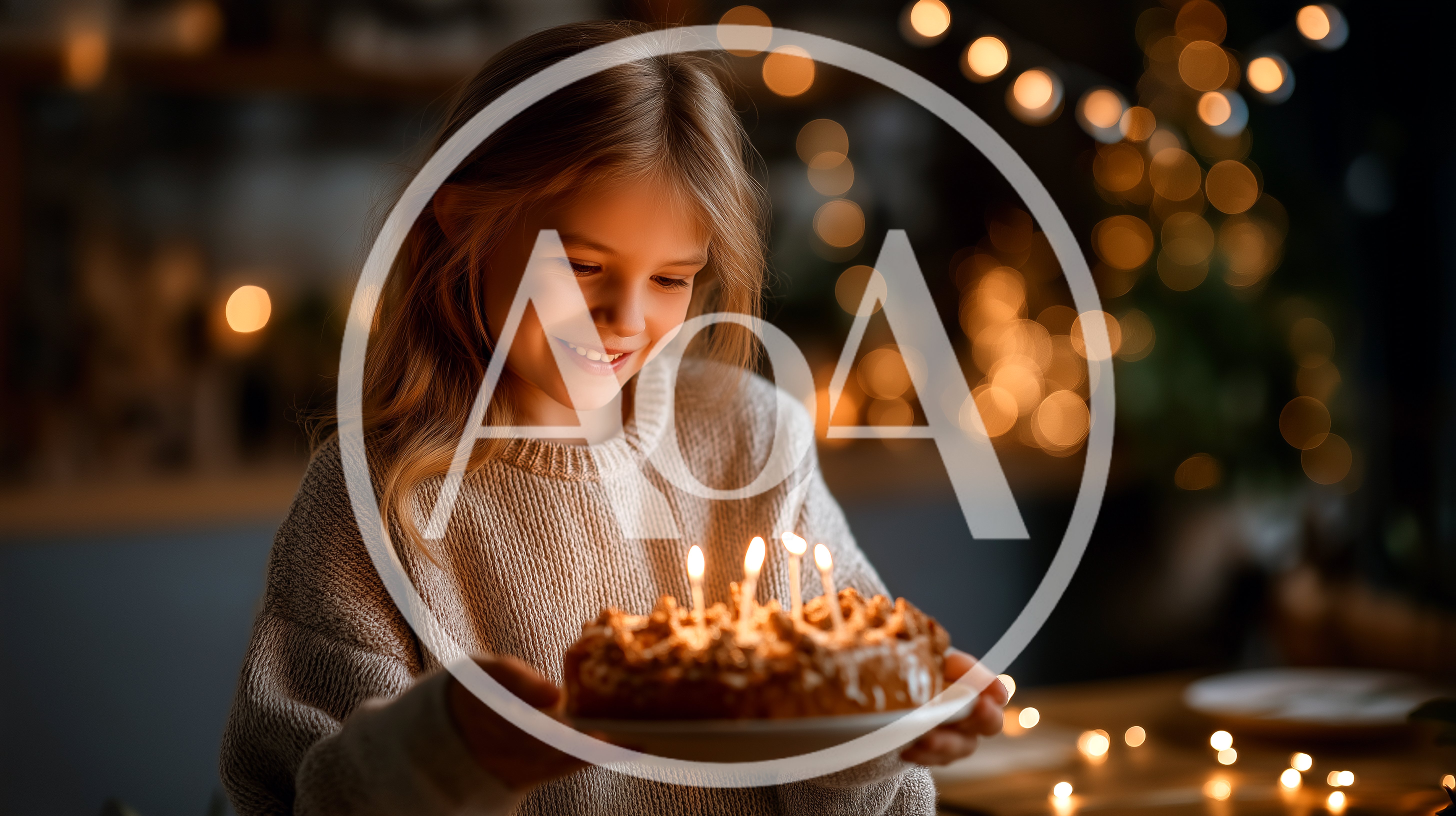 Young Girl Holding Birthday Cake With Lit Candles