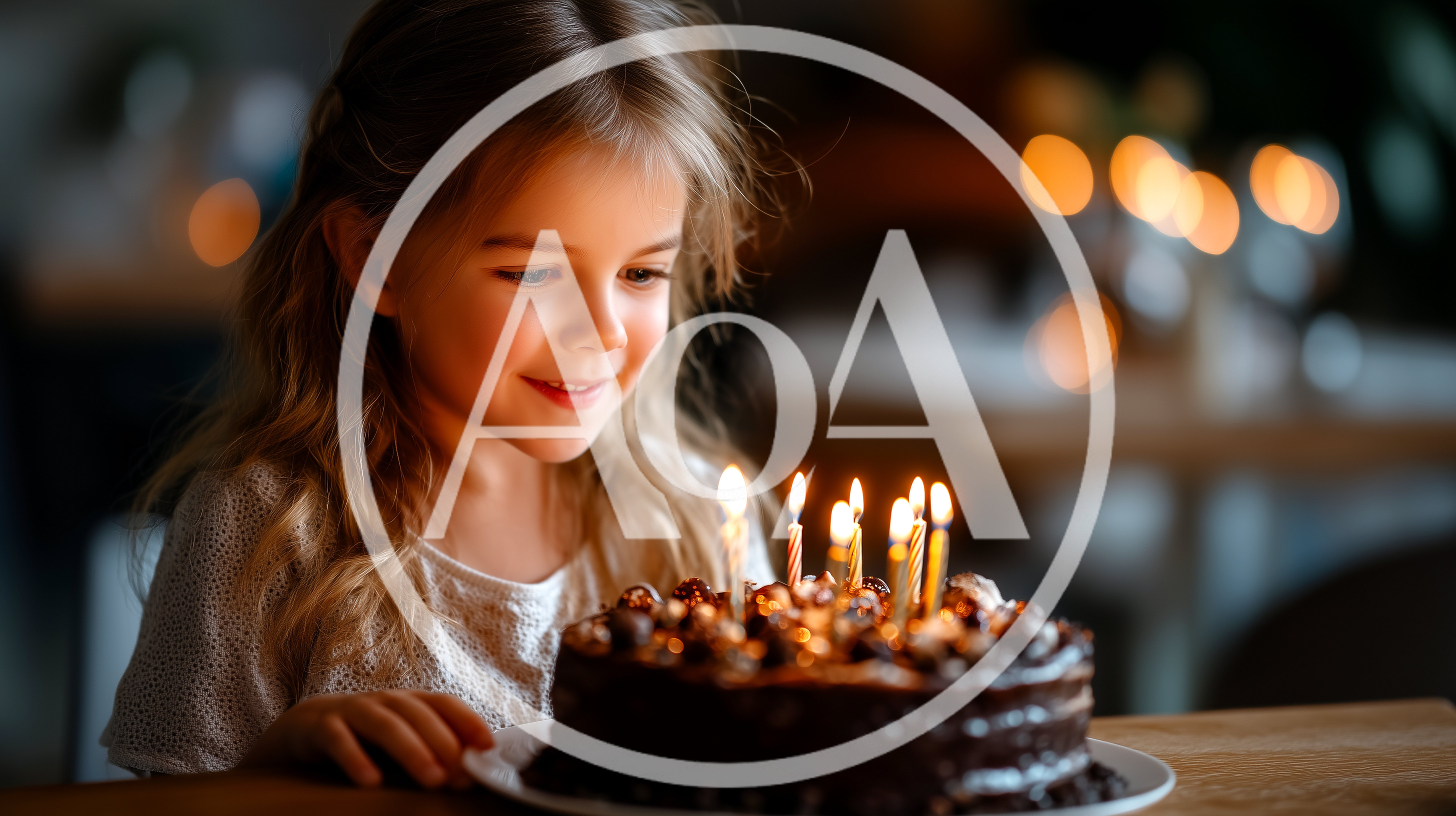 Young Girl Looking At Birthday Cake With Lit Candles