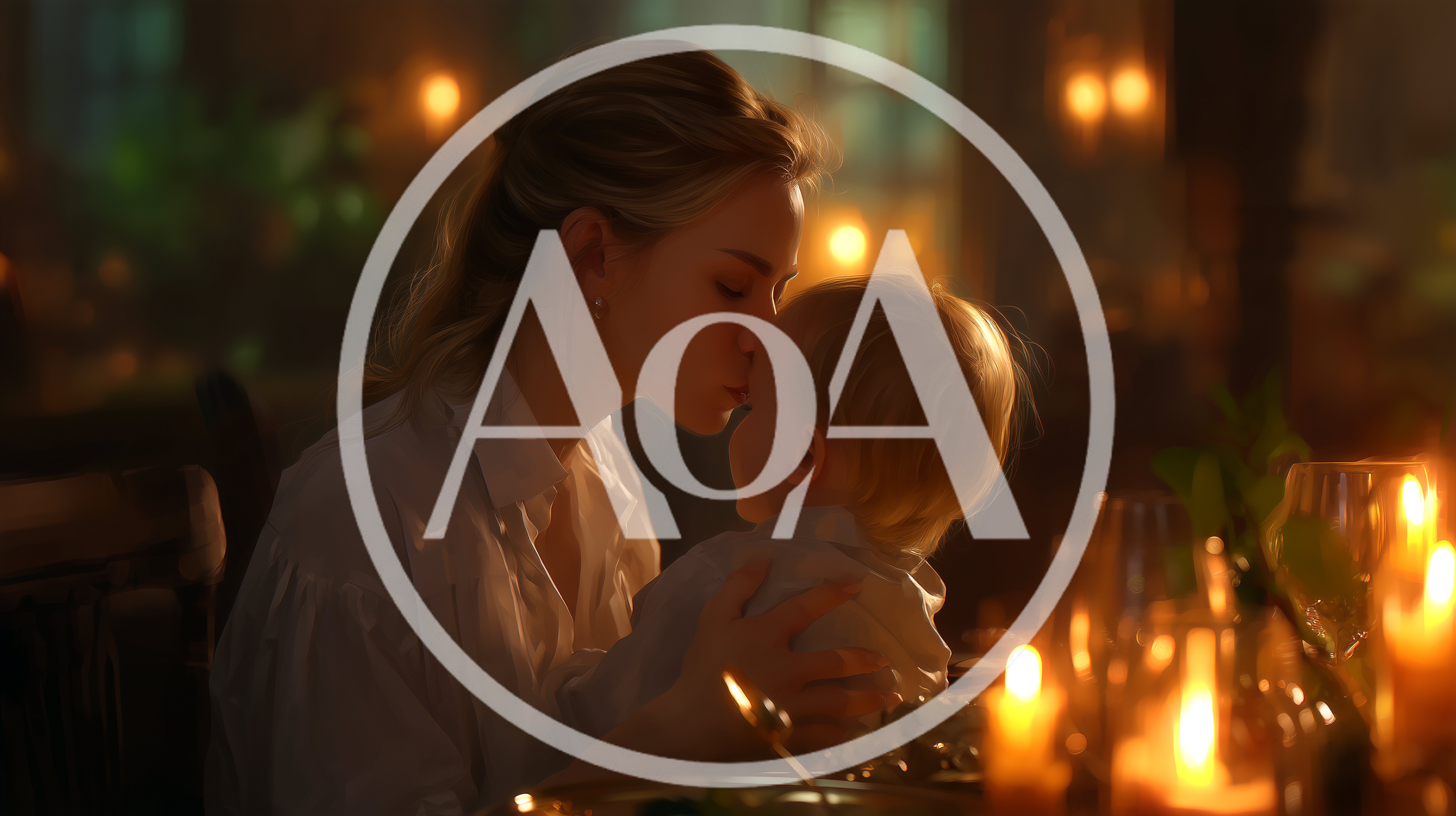 Mother Kissing Her Baby During A Candlelit Dinner