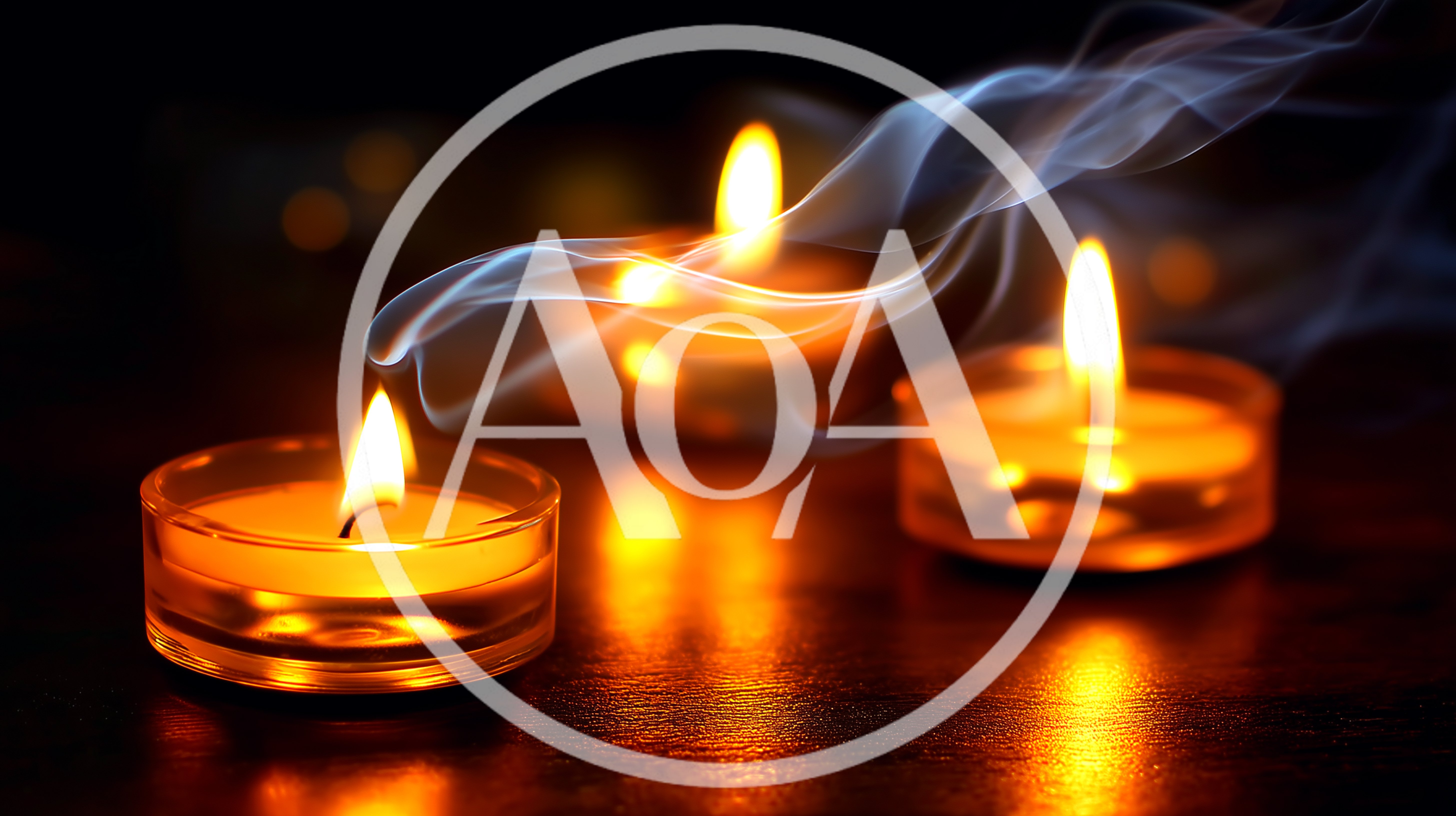 Three Lit Tea Light Candles With Wisps Of Smoke