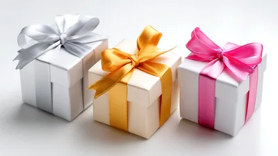 Three Gift Boxes With Satin Ribbons