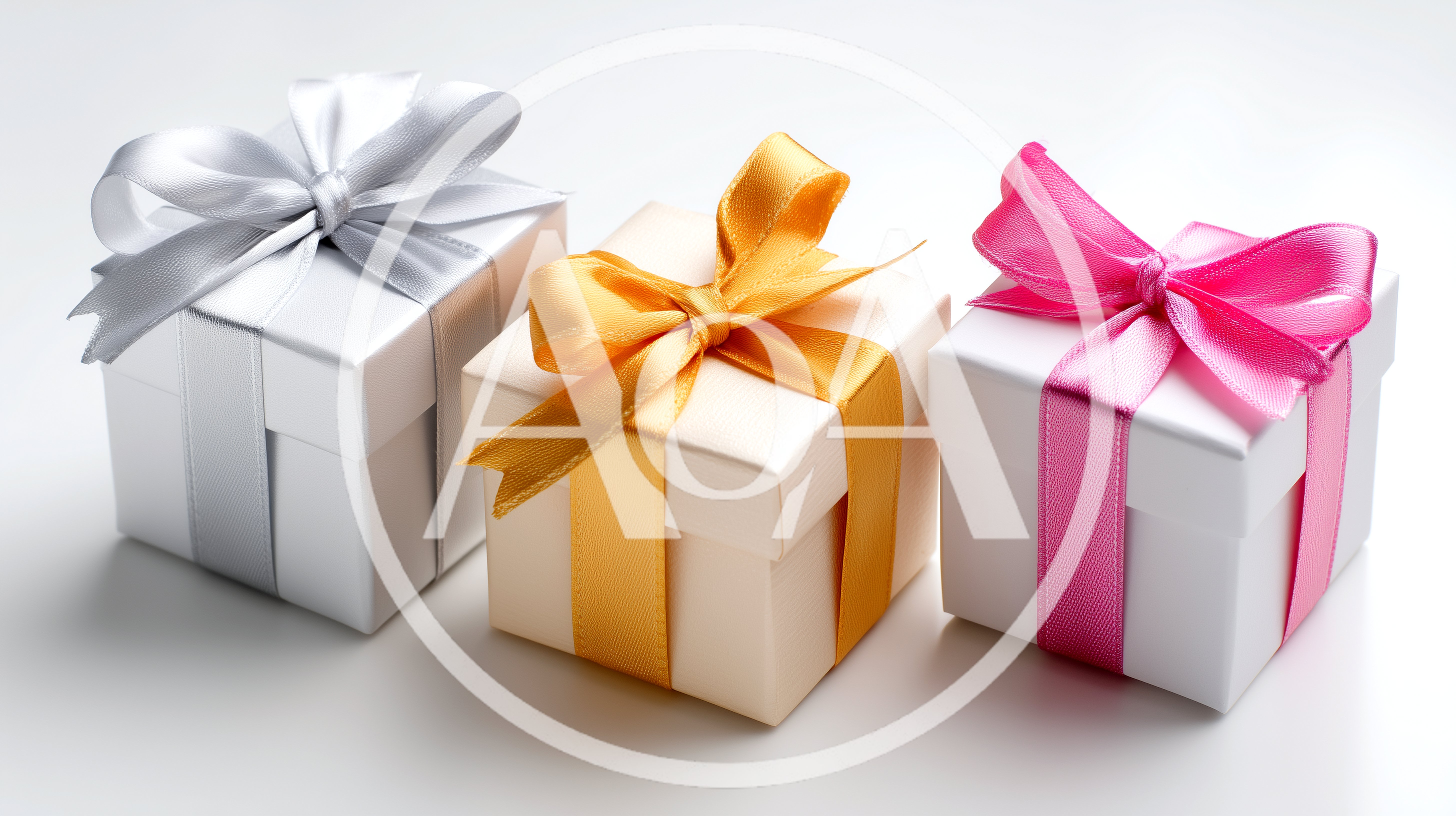 Three Gift Boxes With Satin Ribbons