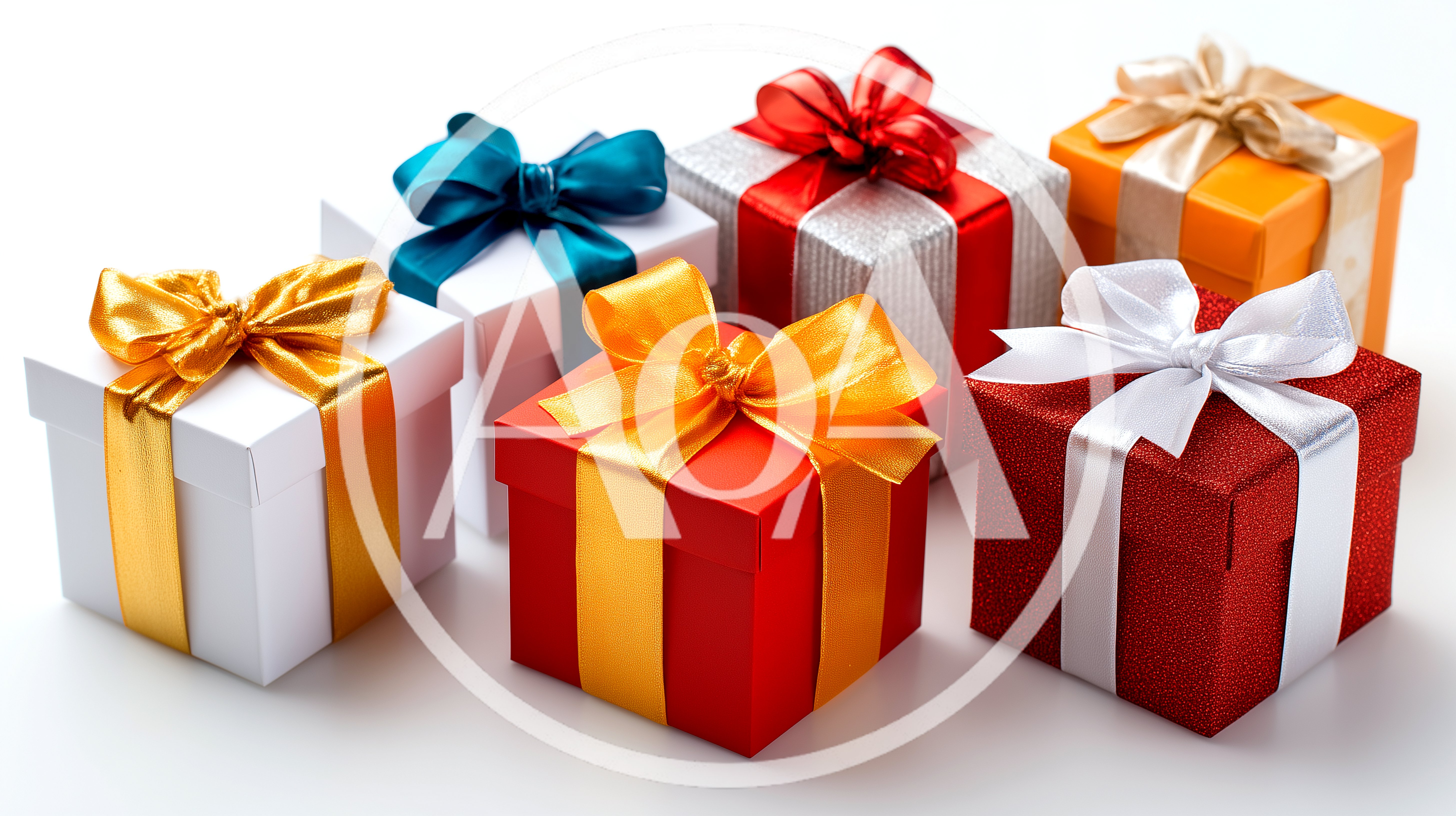 Five Colorful Gift Boxes With Ribbons