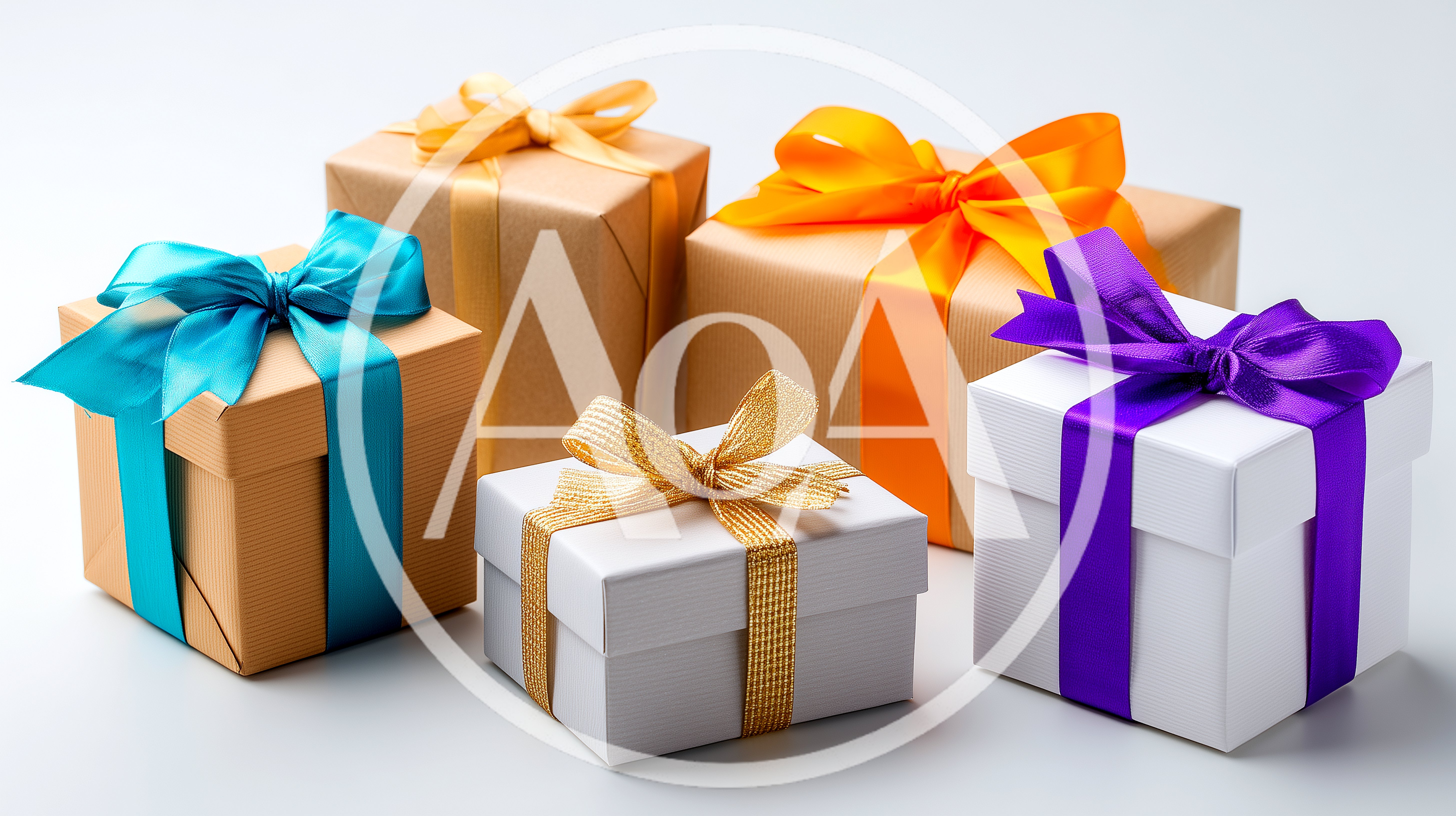 Five Colorful Gift Boxes With Ribbons