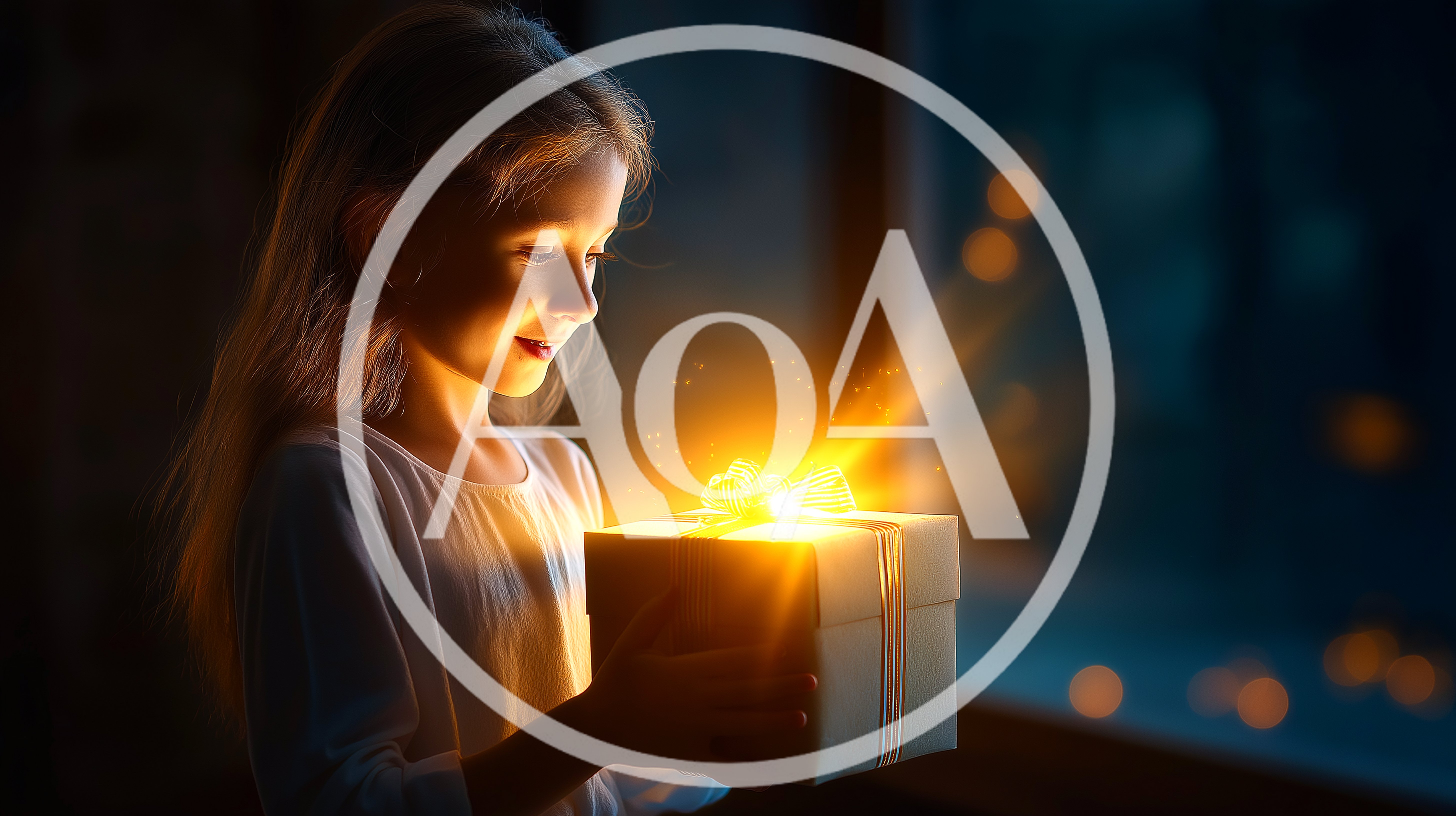 Young Girl Opening A Magical Glowing Gift Box