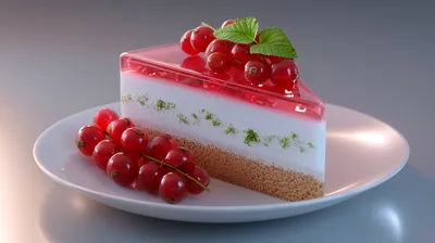 Slice Of Red Currant Cheesecake On A Plate