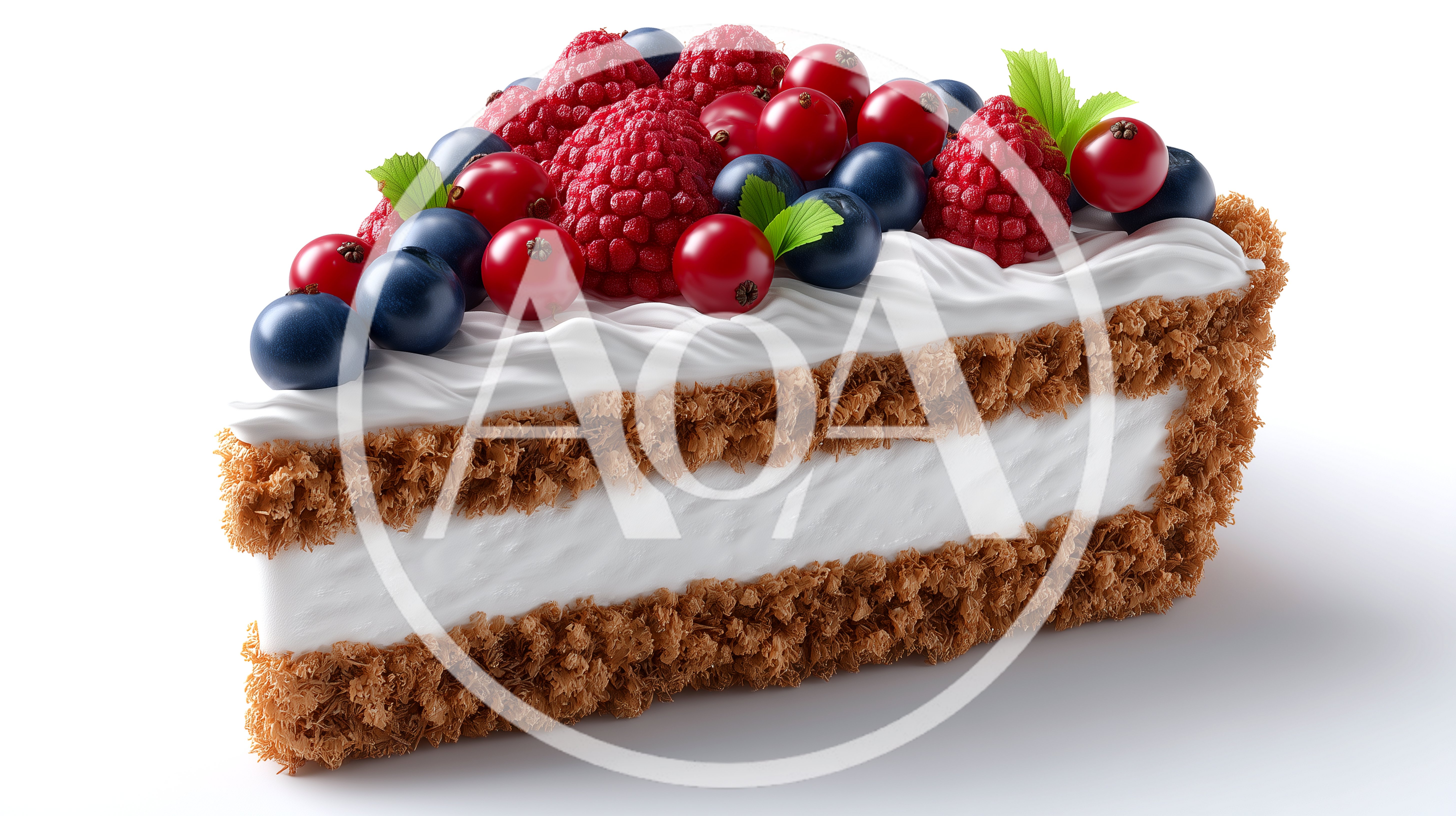 Slice Of Berry Topped Cheesecake On White Background