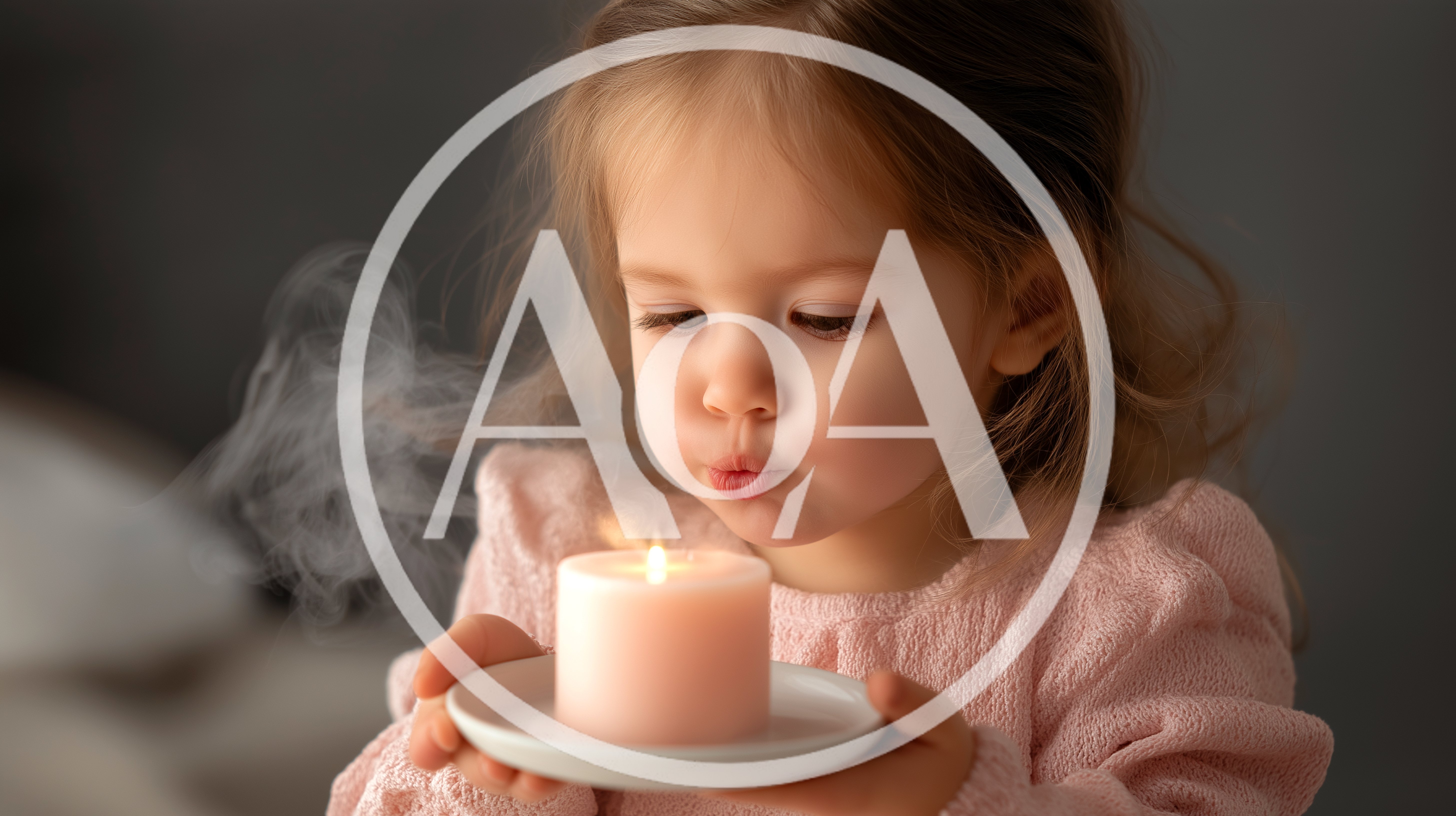 Toddler Girl Blowing Out A Pink Candle