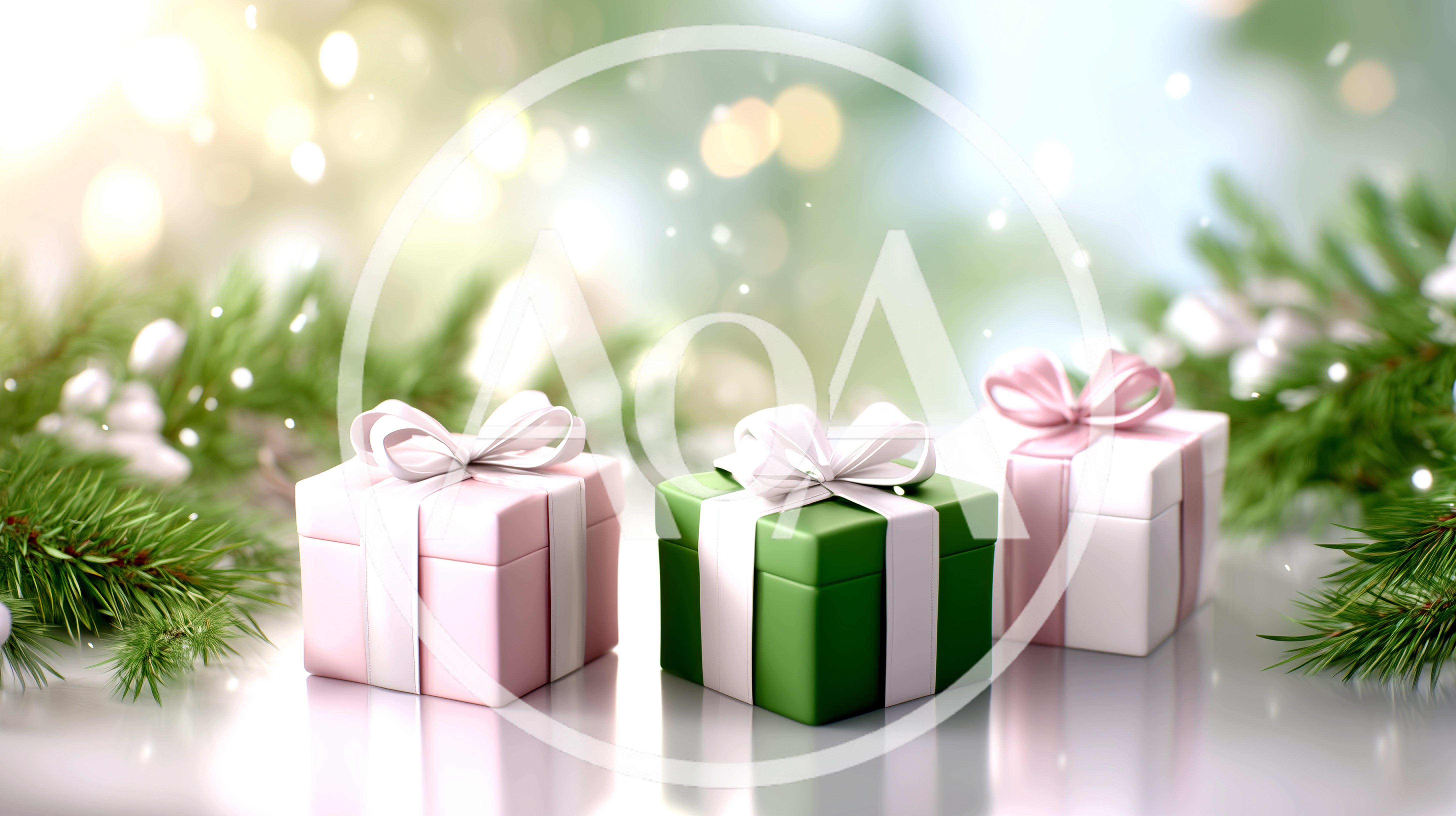 Three Christmas Gift Boxes With Ribbons