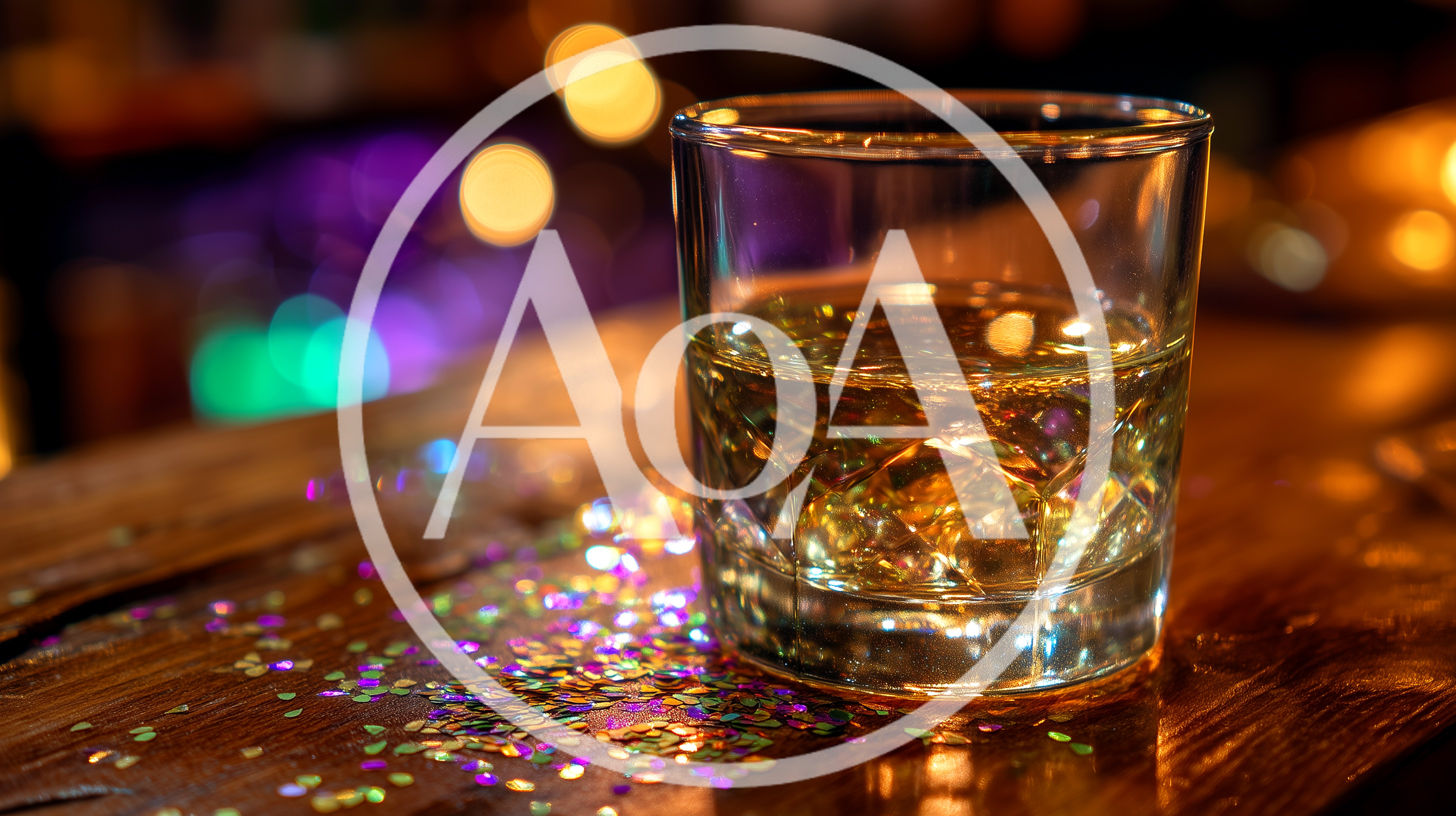 Glass Of Whiskey On A Festive Bar Counter
