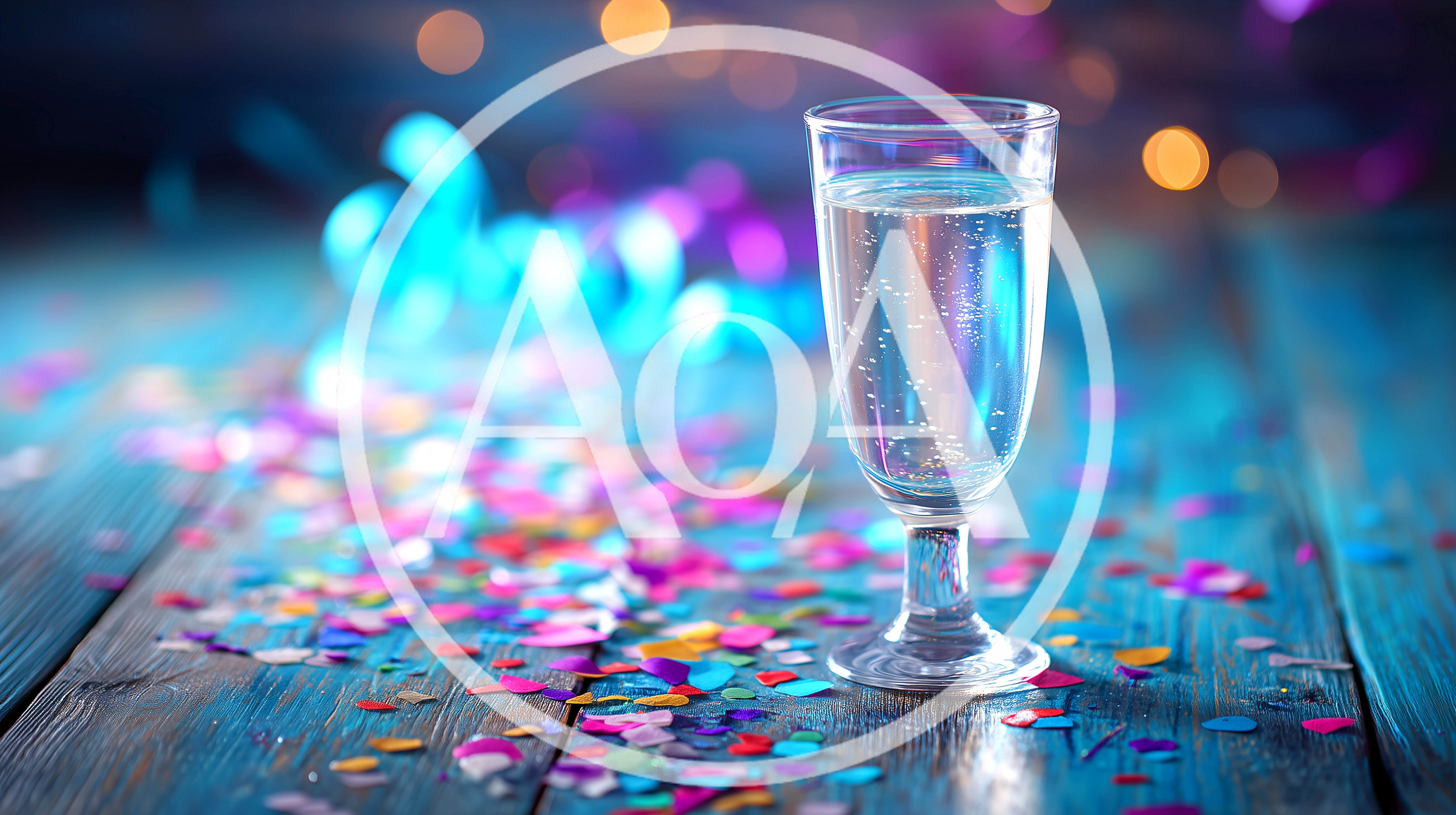 Glass Of Sparkling Wine With Colorful Confetti