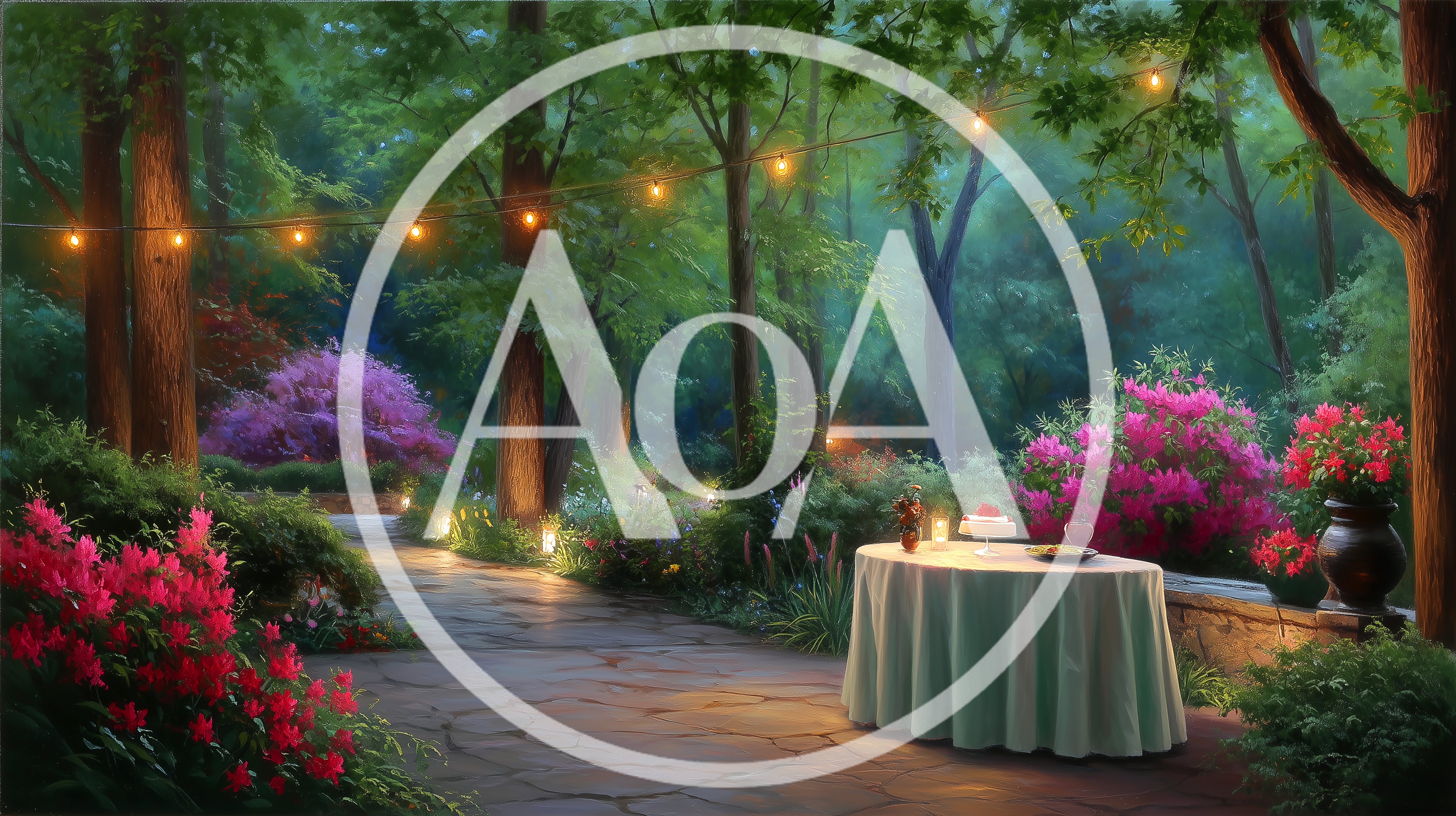 Romantic Outdoor Dining Table In A Lush Forest Garden
