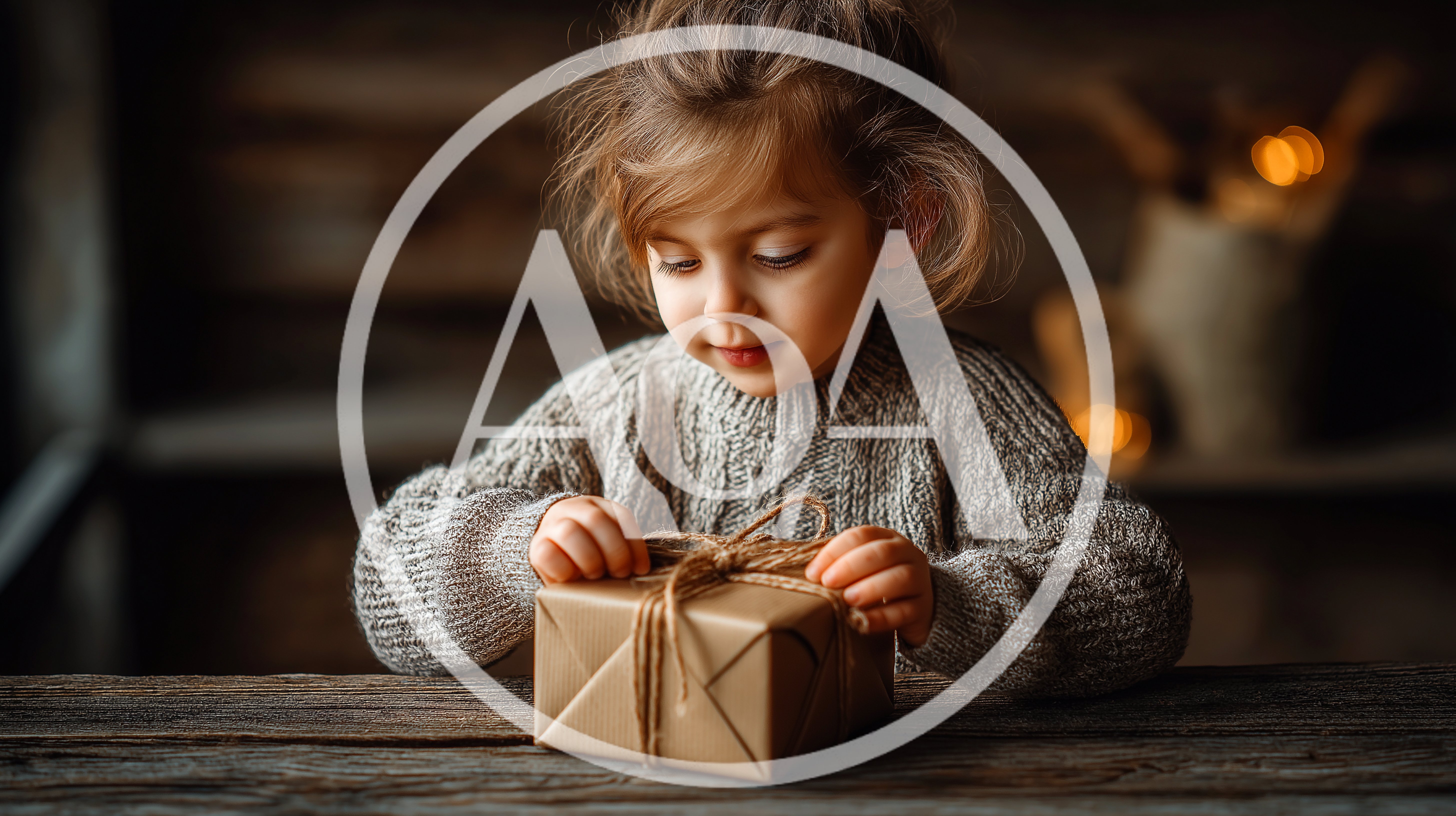Young Girl Unwrapping A Small Gift