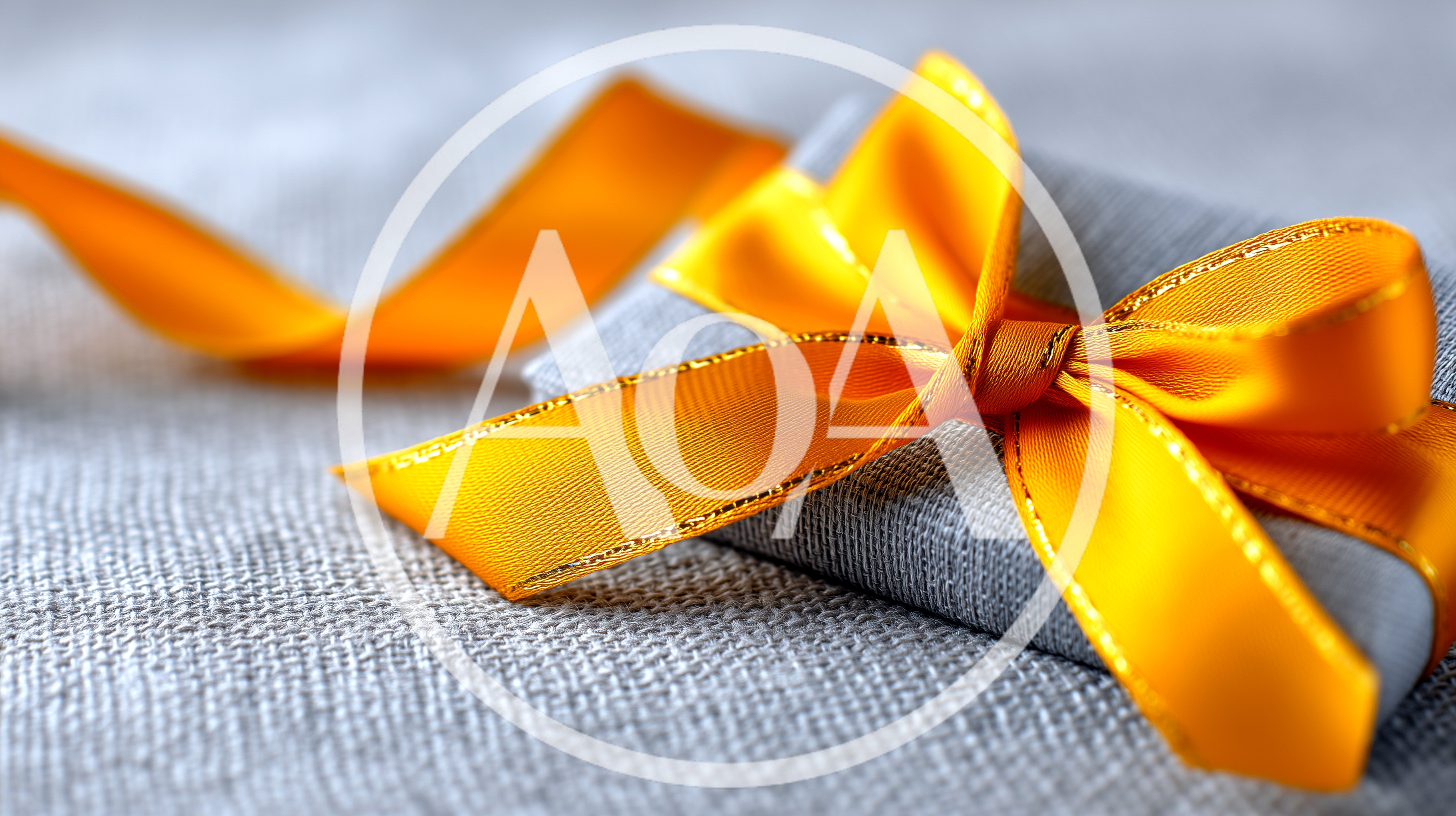Small Grey Gift Box With Bright Yellow Ribbon