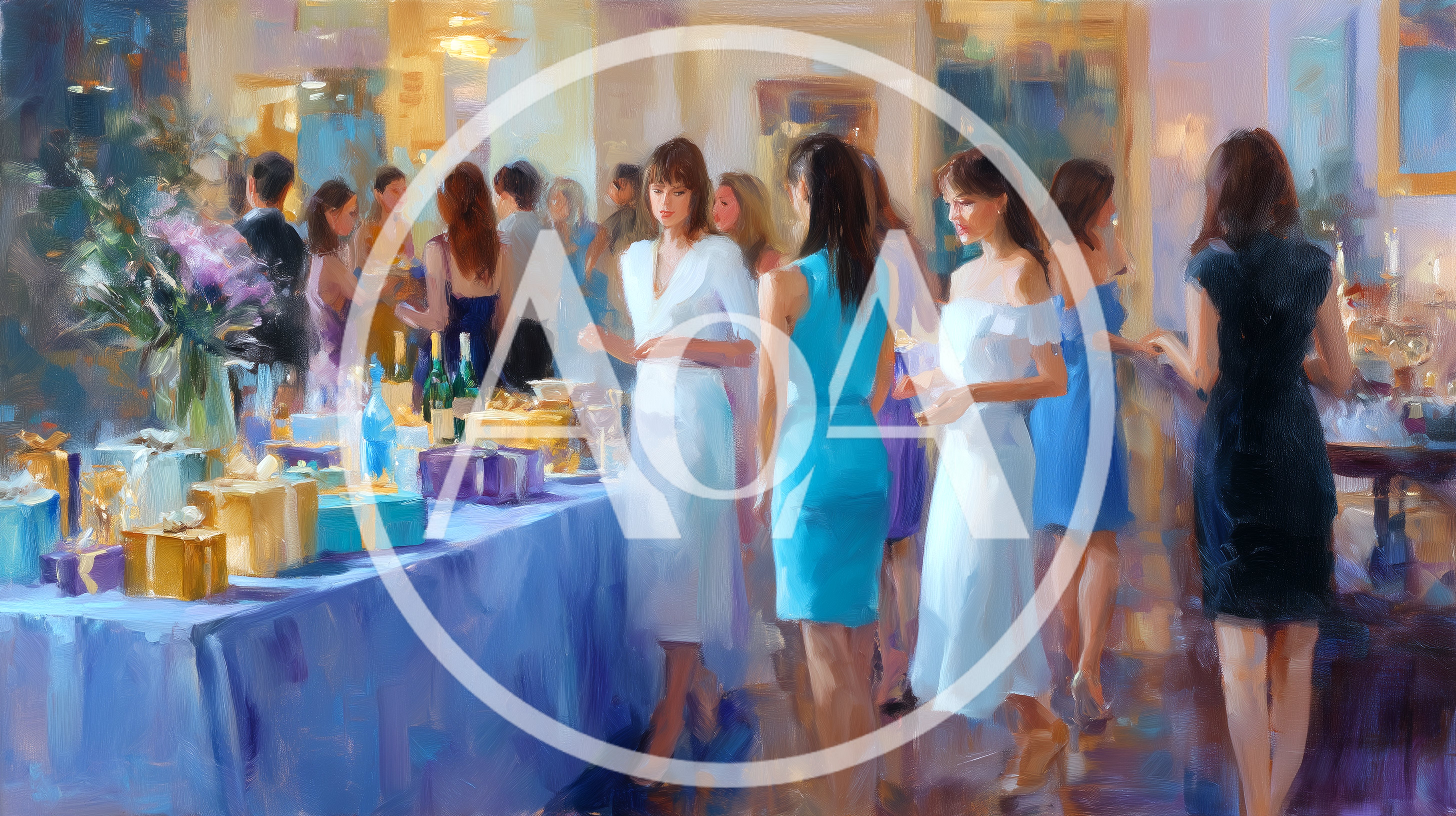 Impressionist Painting Of Women At A Social Gathering