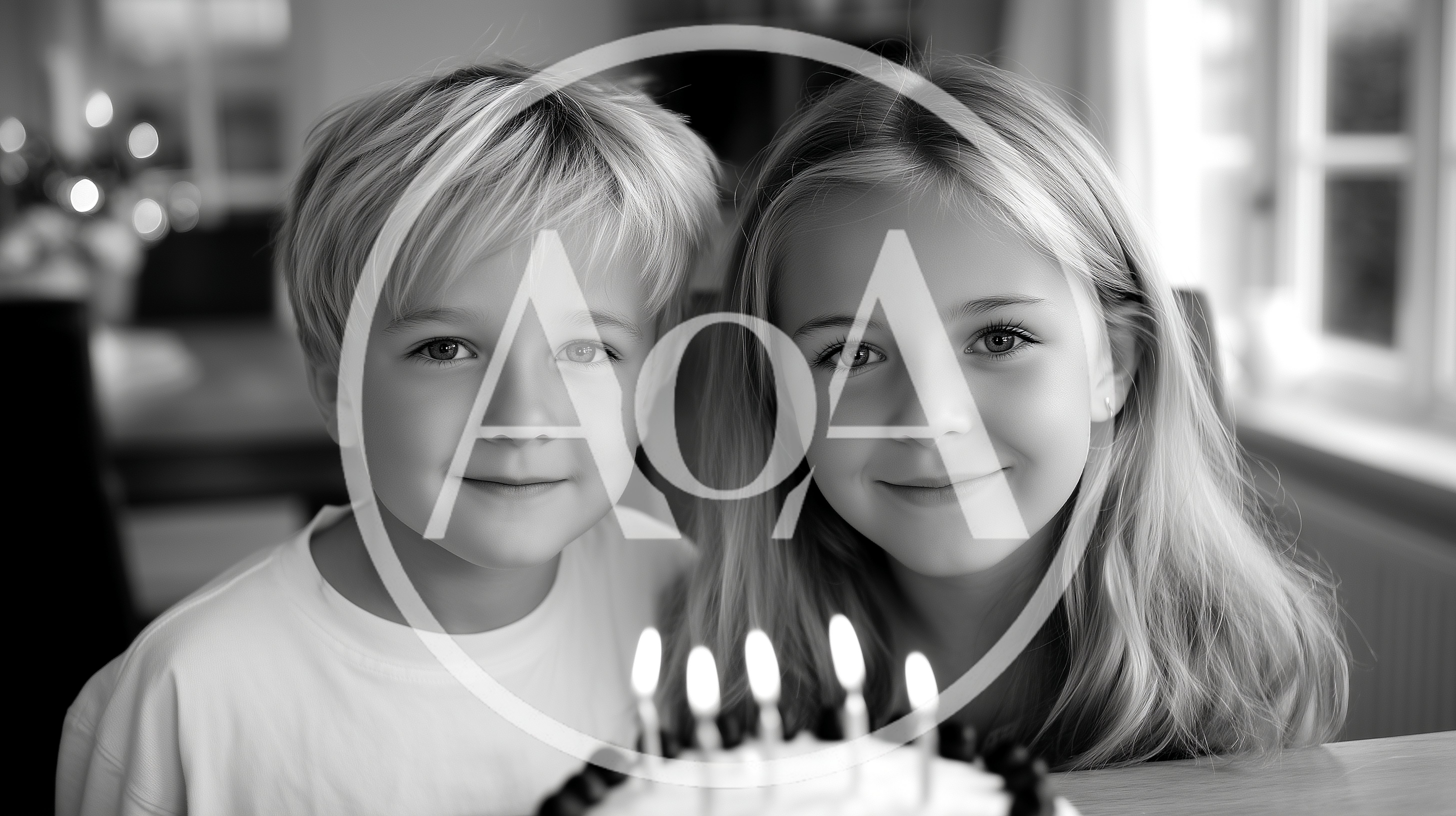 Young Children Celebrating Birthday With Lit Candles