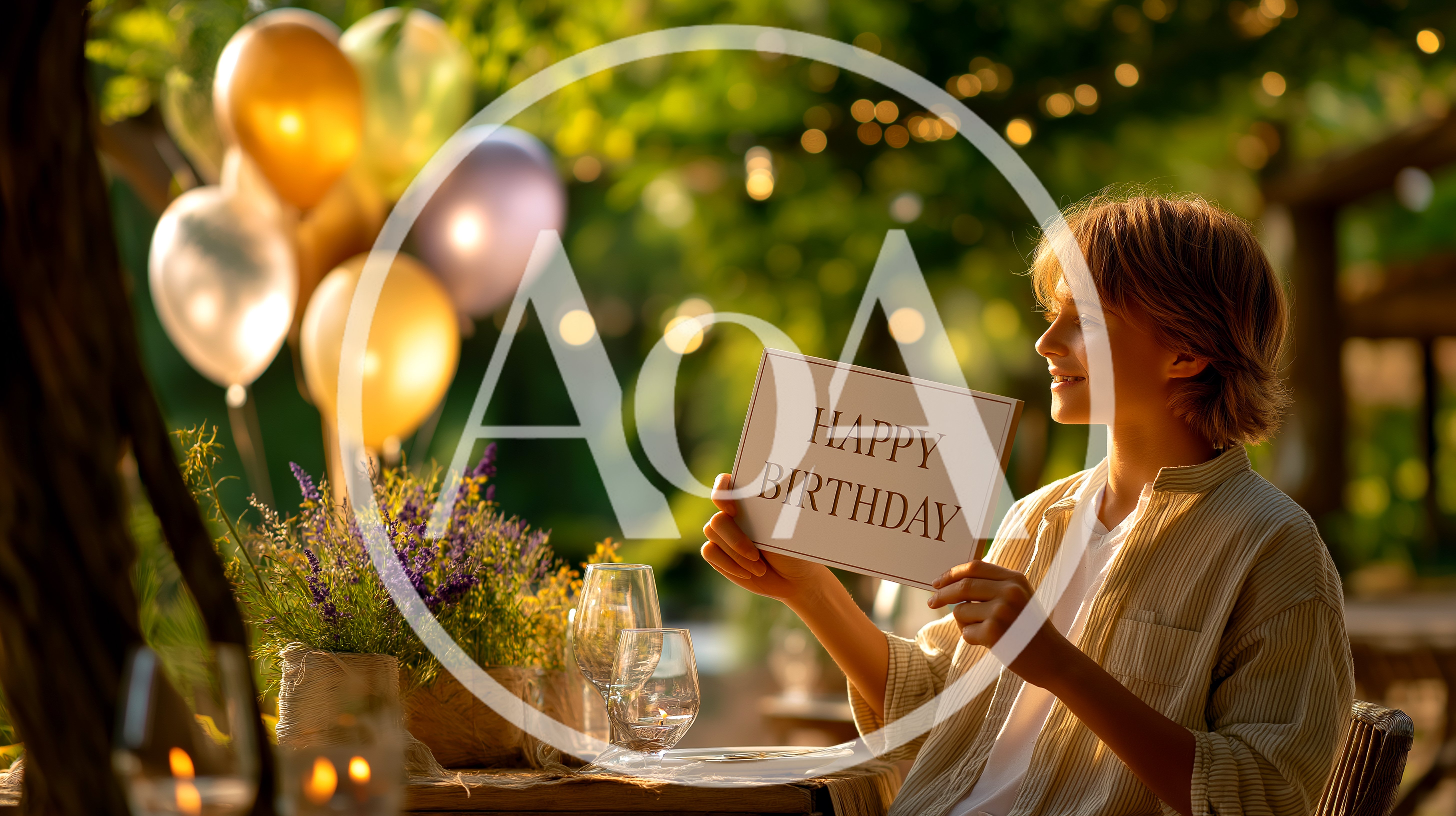 Young Person Holding Happy Birthday Sign Outdoors