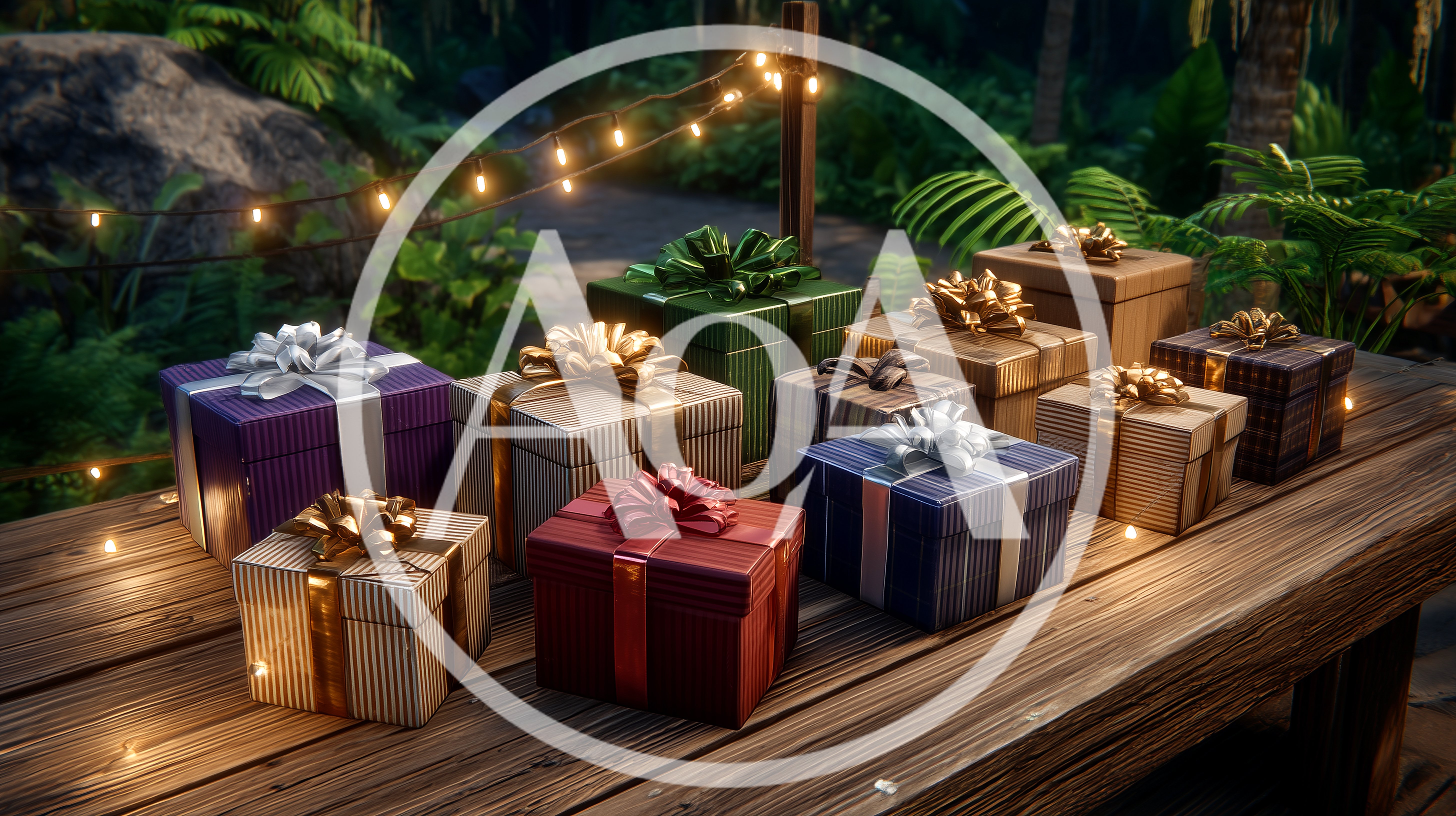 Assorted Gift Boxes On A Wooden Table