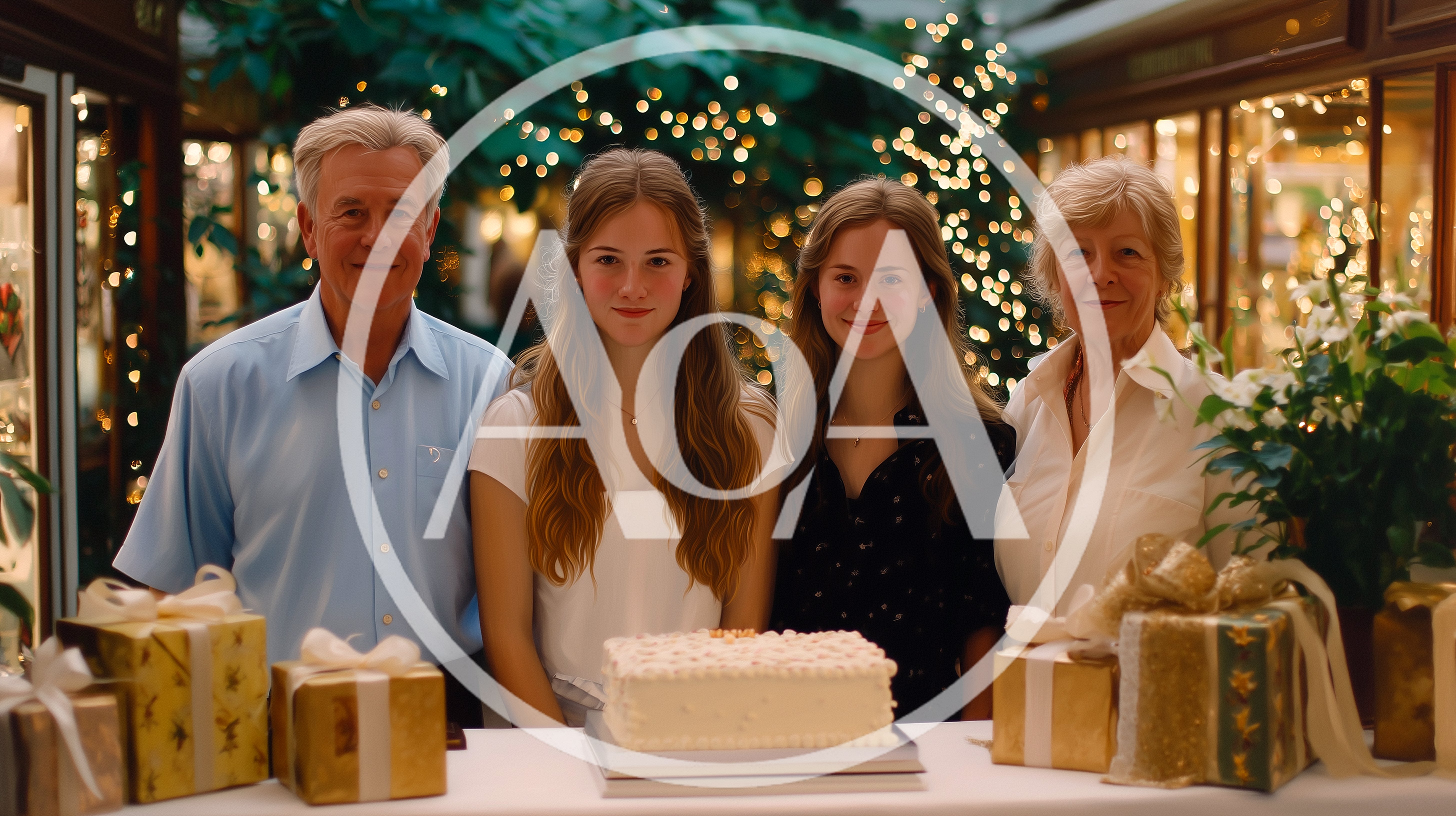 Family Celebrating Birthday With Cake And Gifts