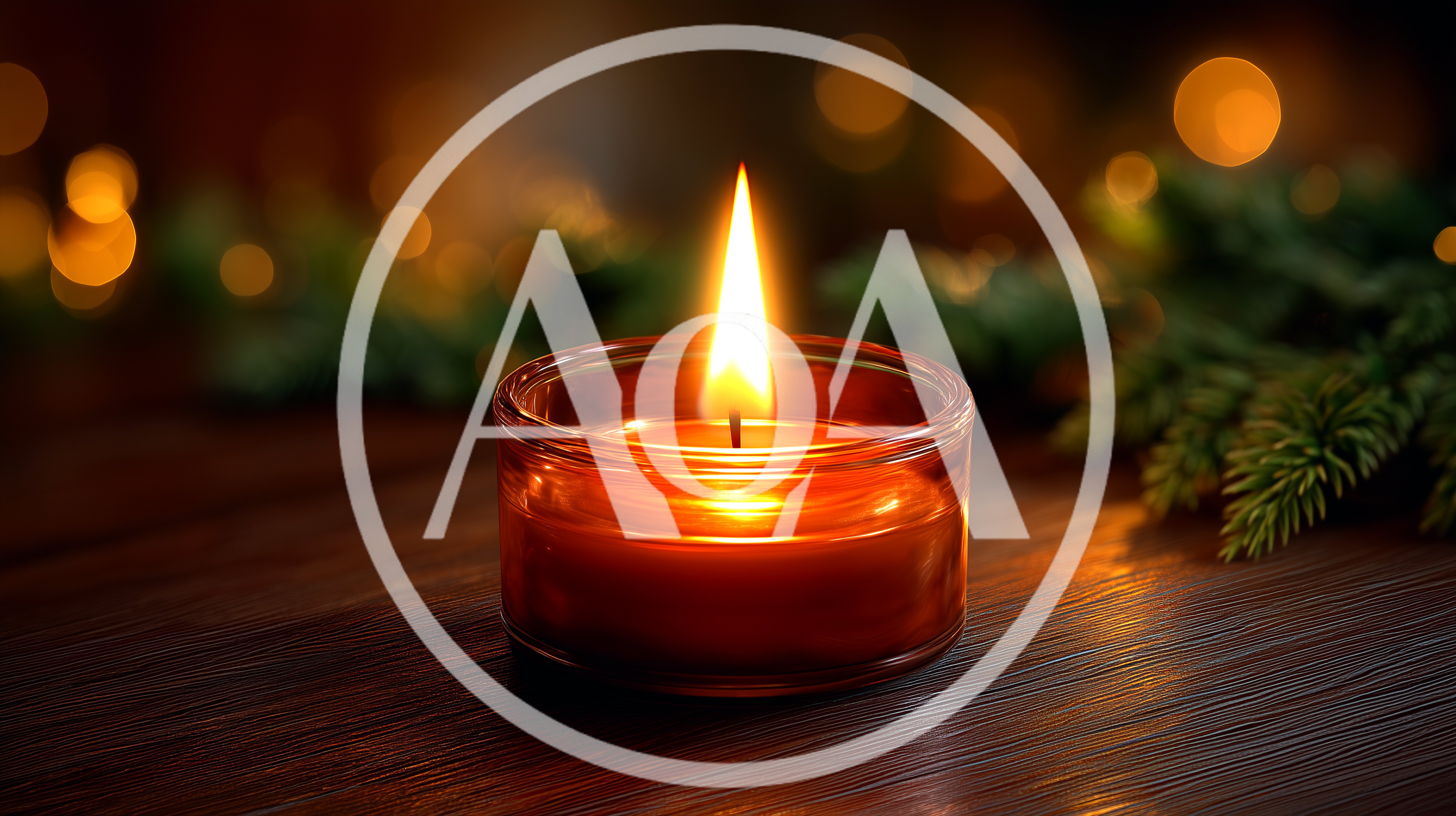 Lit Candle In Glass Jar On Wooden Table