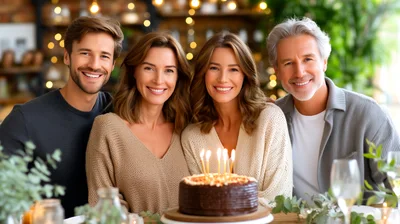 Family Celebrating Birthday With Chocolate Cake At Home