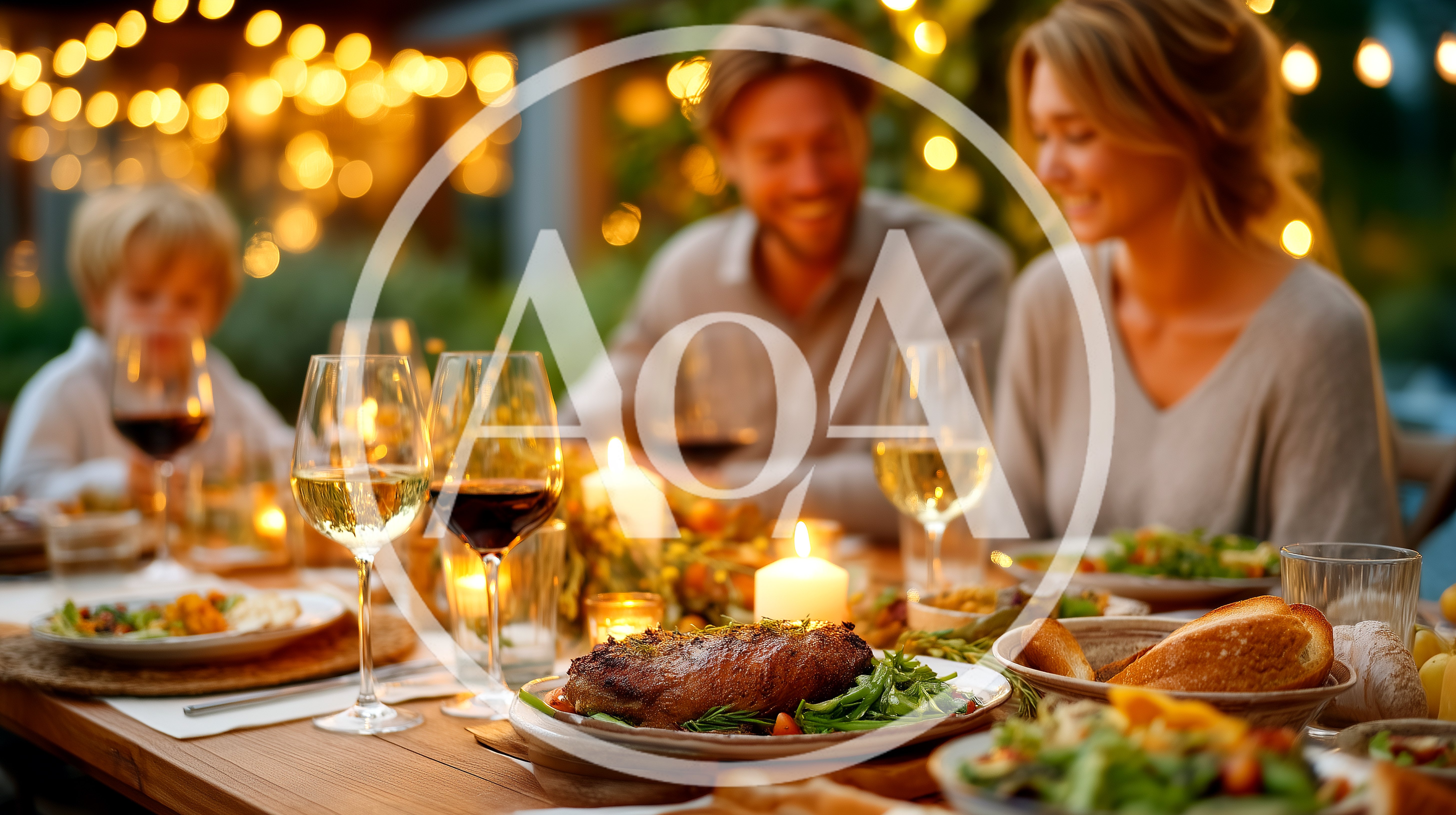 Family Enjoying A Festive Outdoor Dinner Party