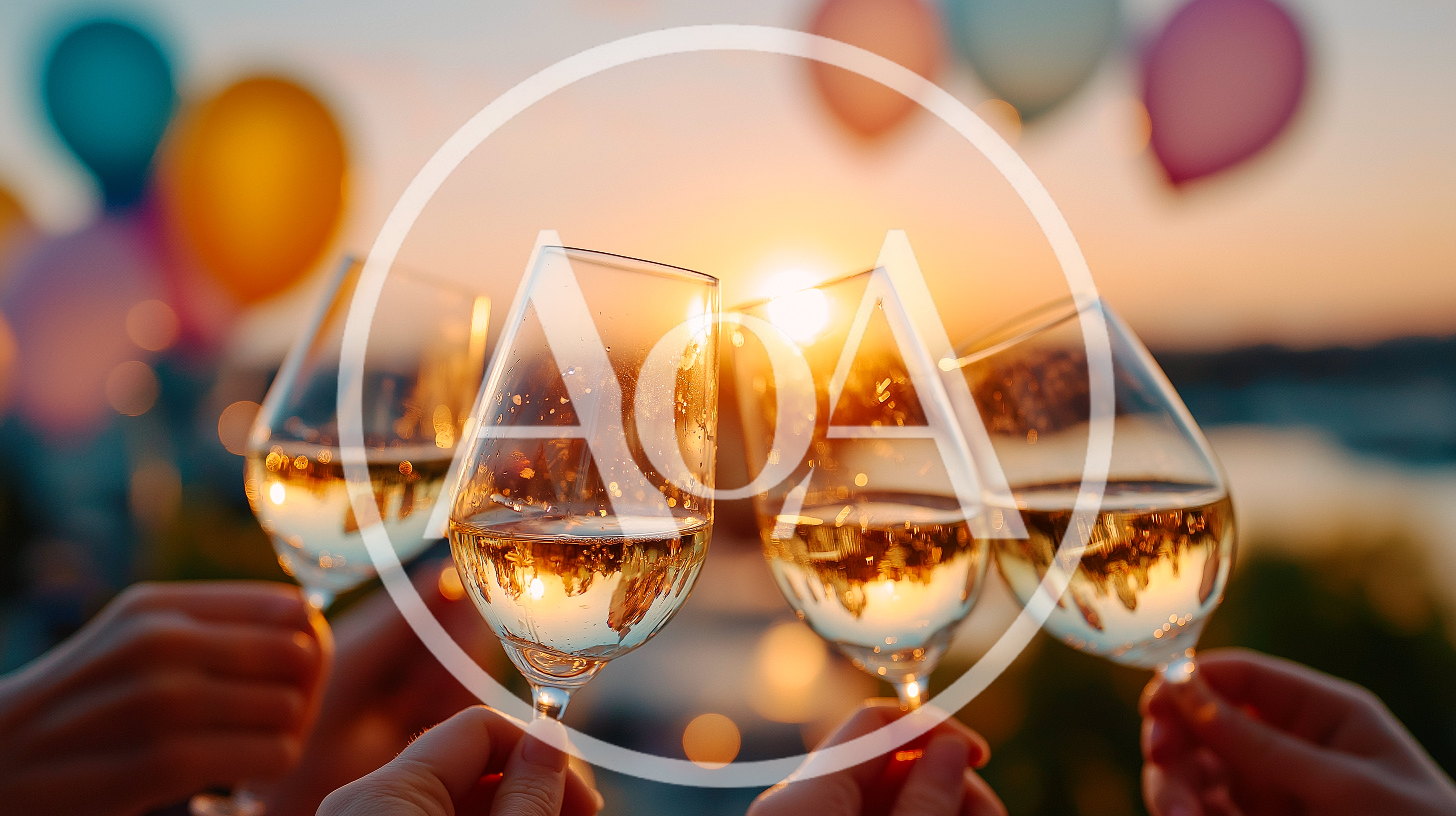 Friends Toasting With Wine Glasses At Sunset