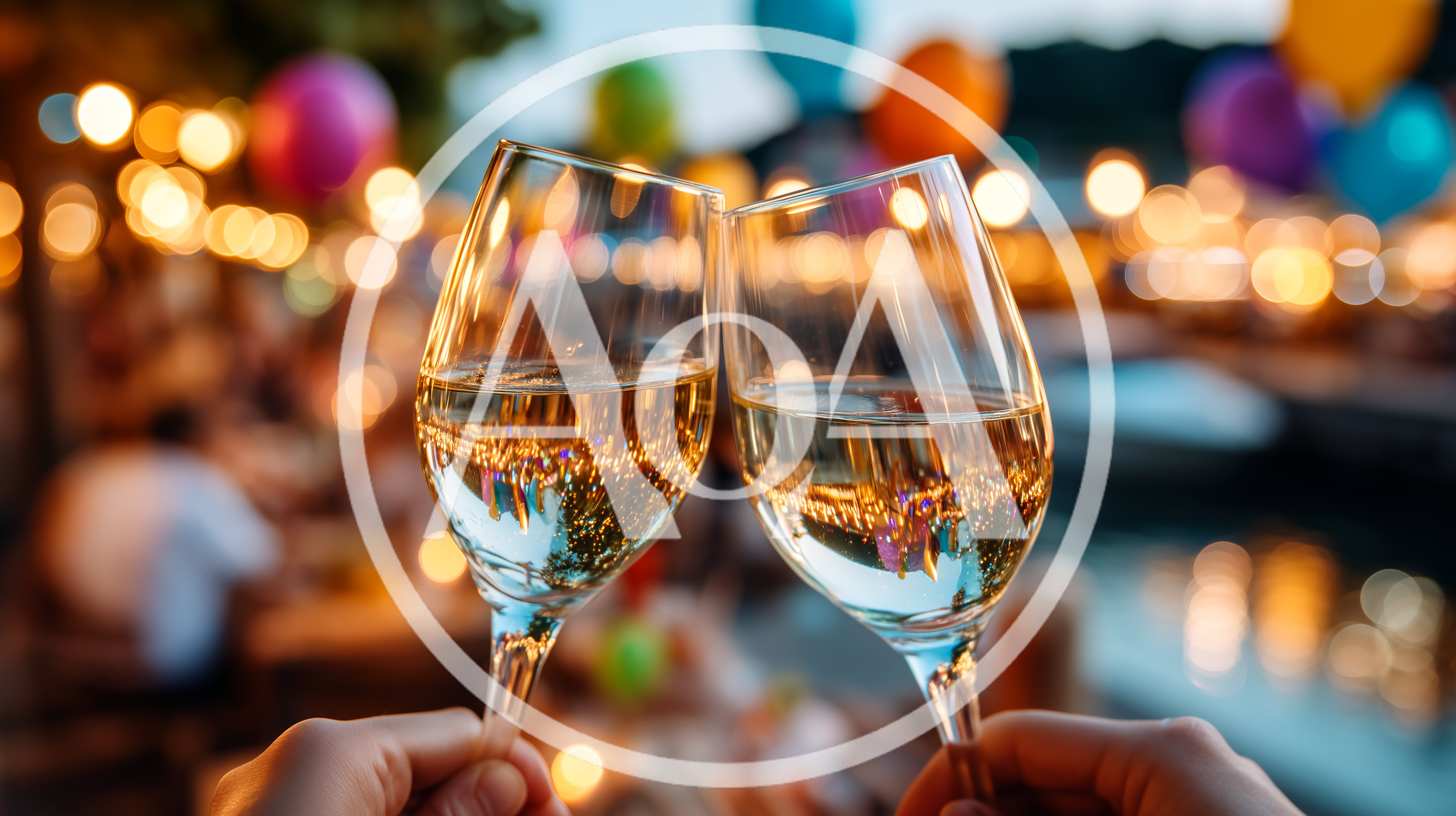 Two People Toasting With Wine Glasses At Outdoor Party