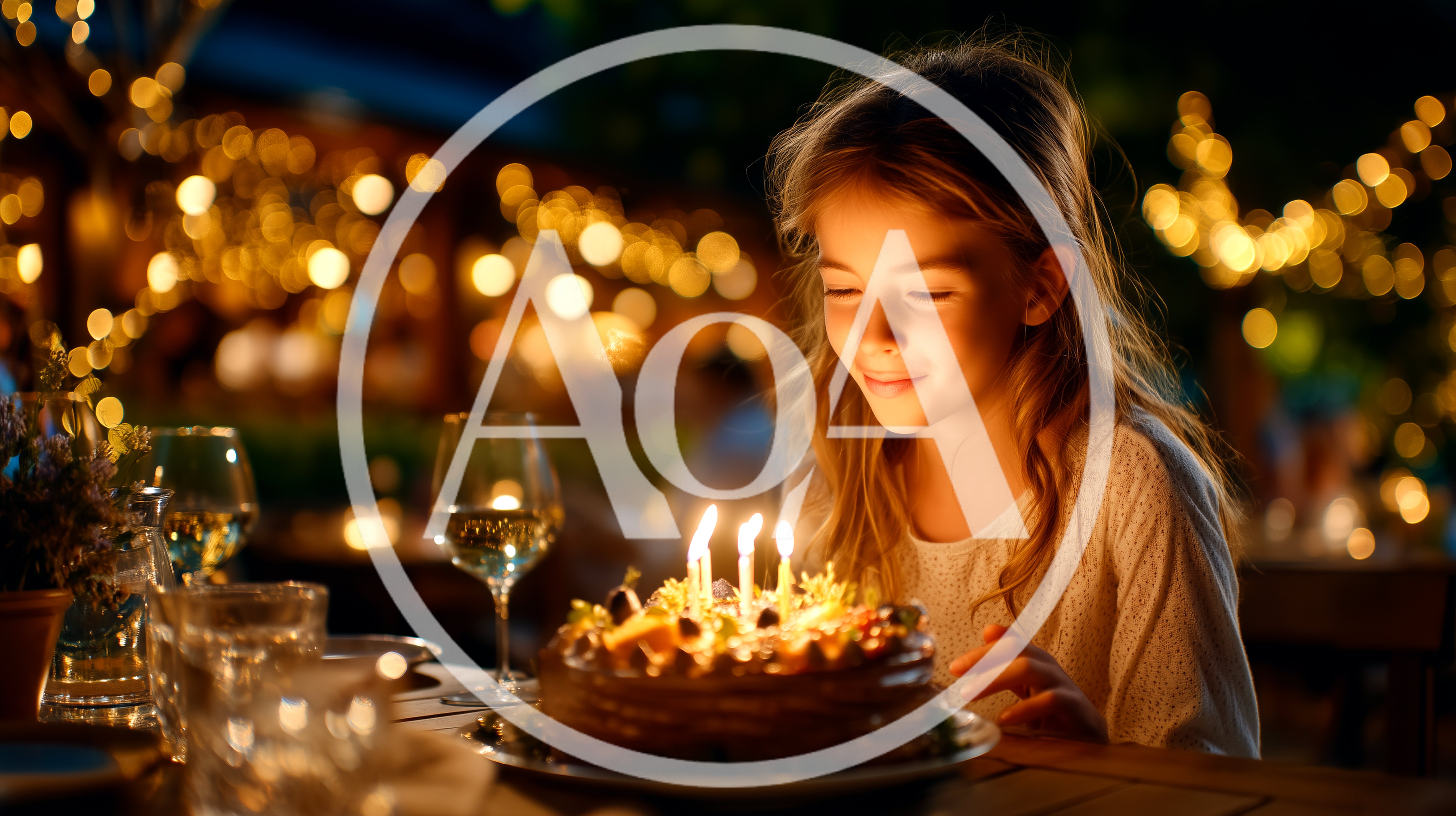 Young Girl Making A Wish On Birthday Cake