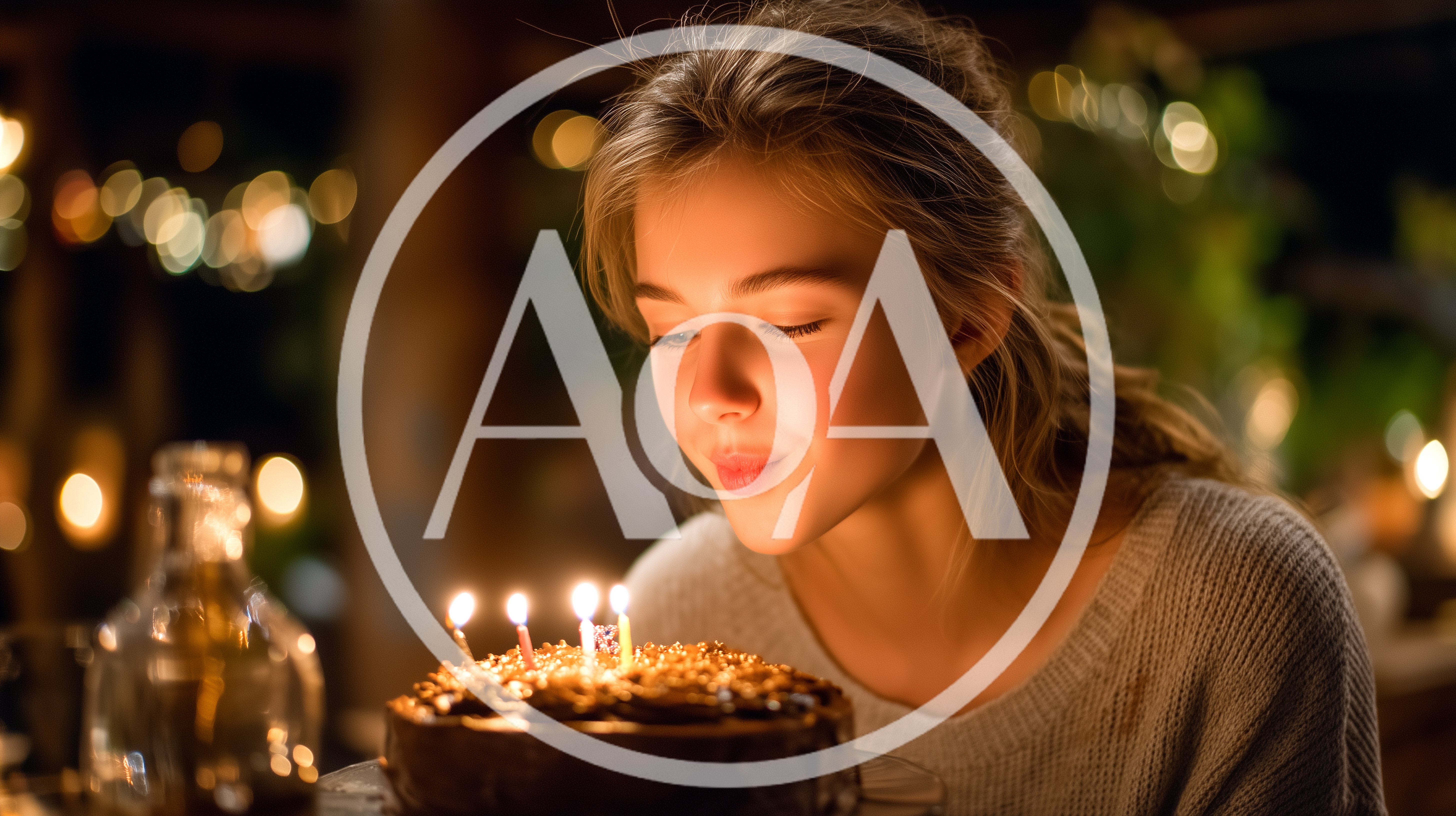 Young Woman Blowing Out Birthday Cake Candles