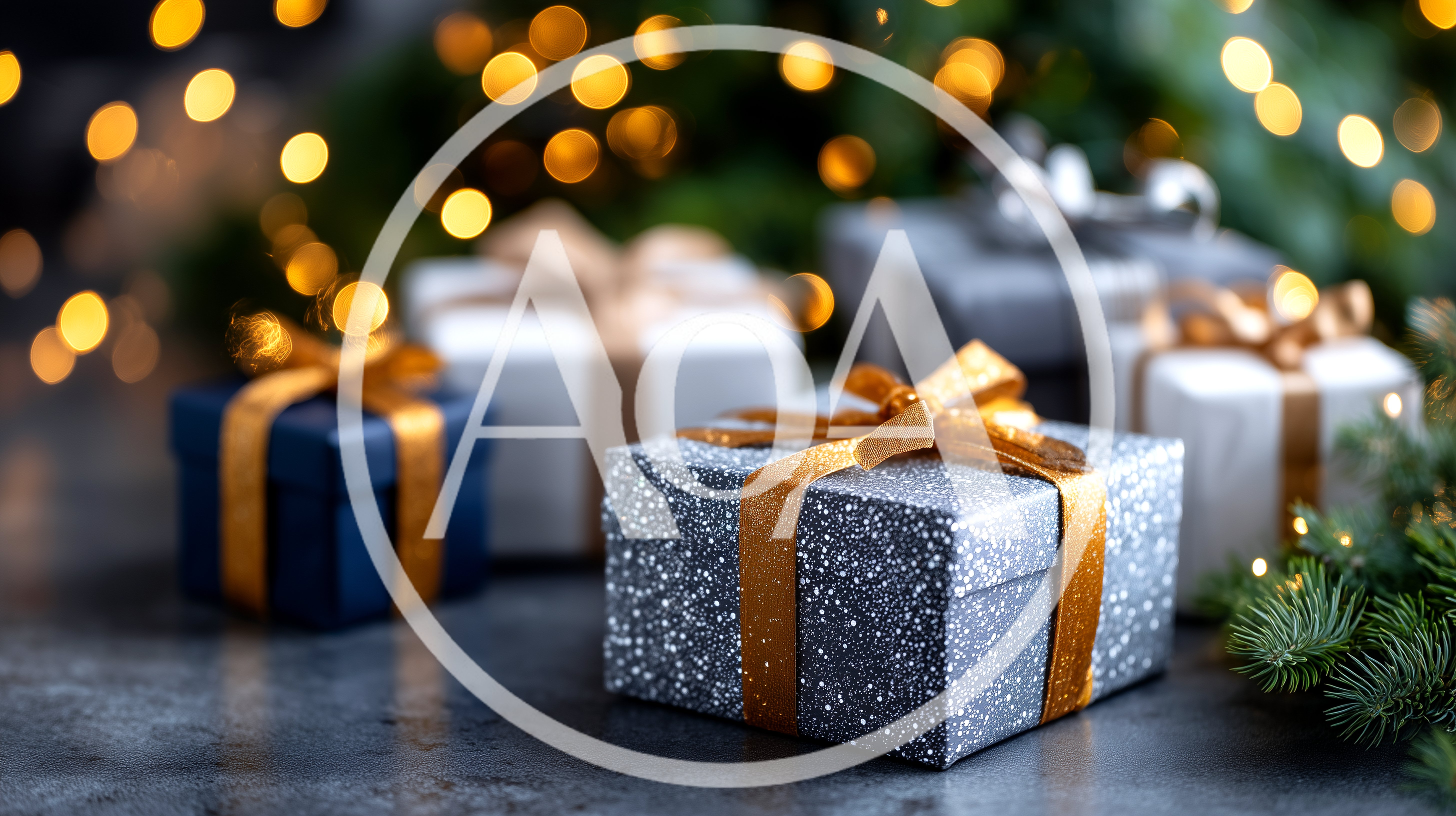 Christmas Gift Boxes With Golden Ribbons