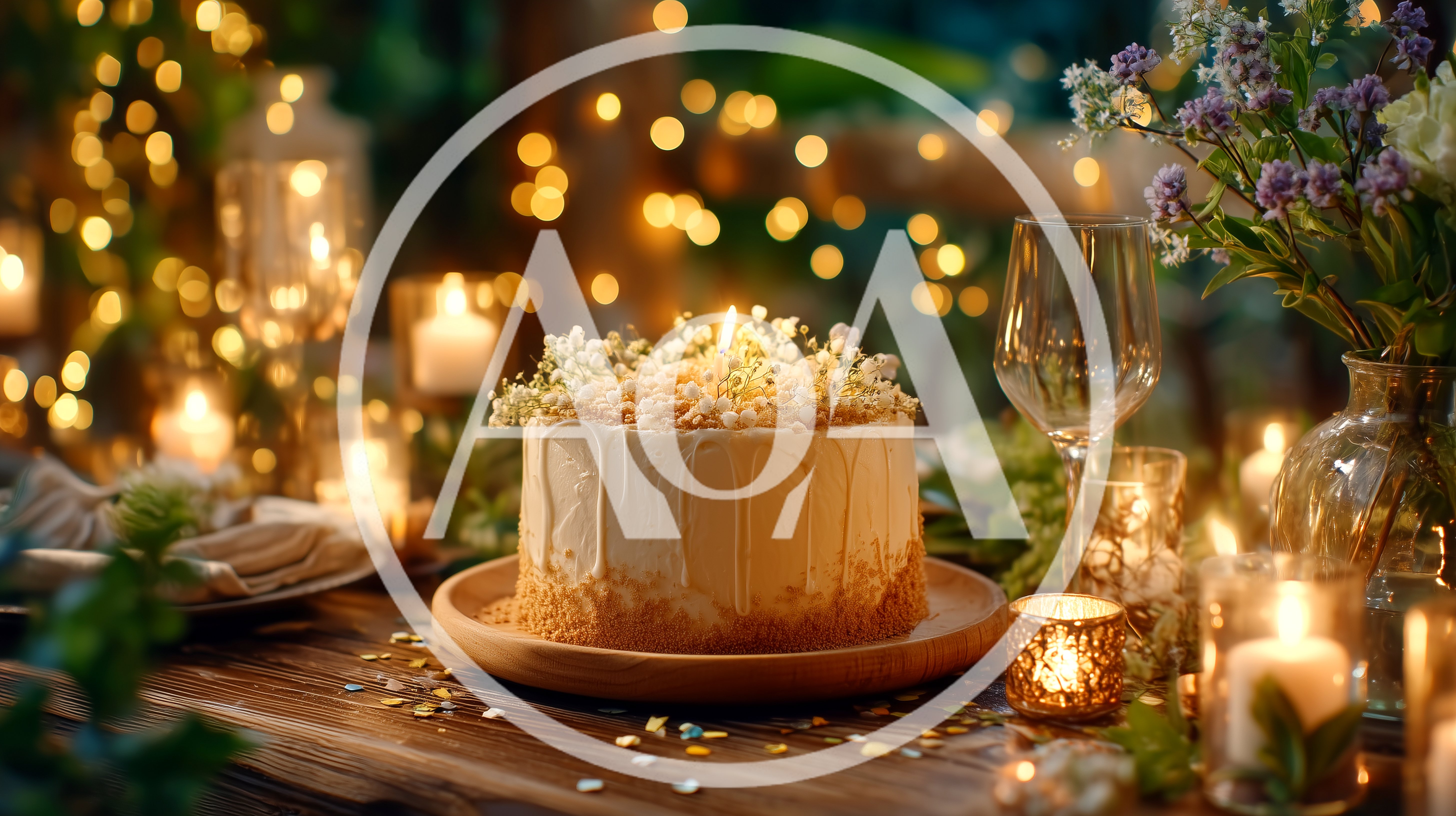 Birthday Cake With Candle On A Festive Table