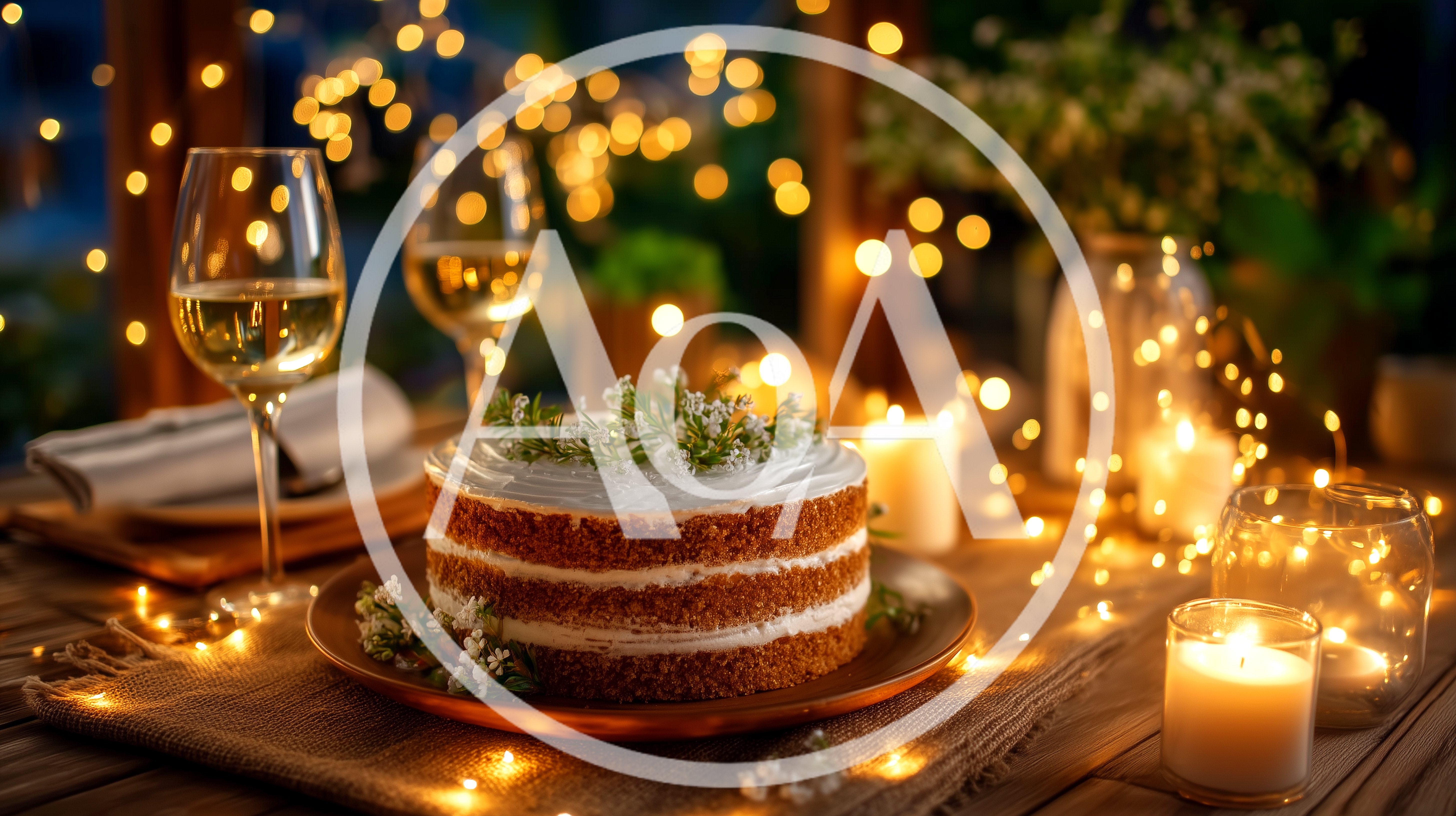 Layered Cake On A Romantic Candlelit Table