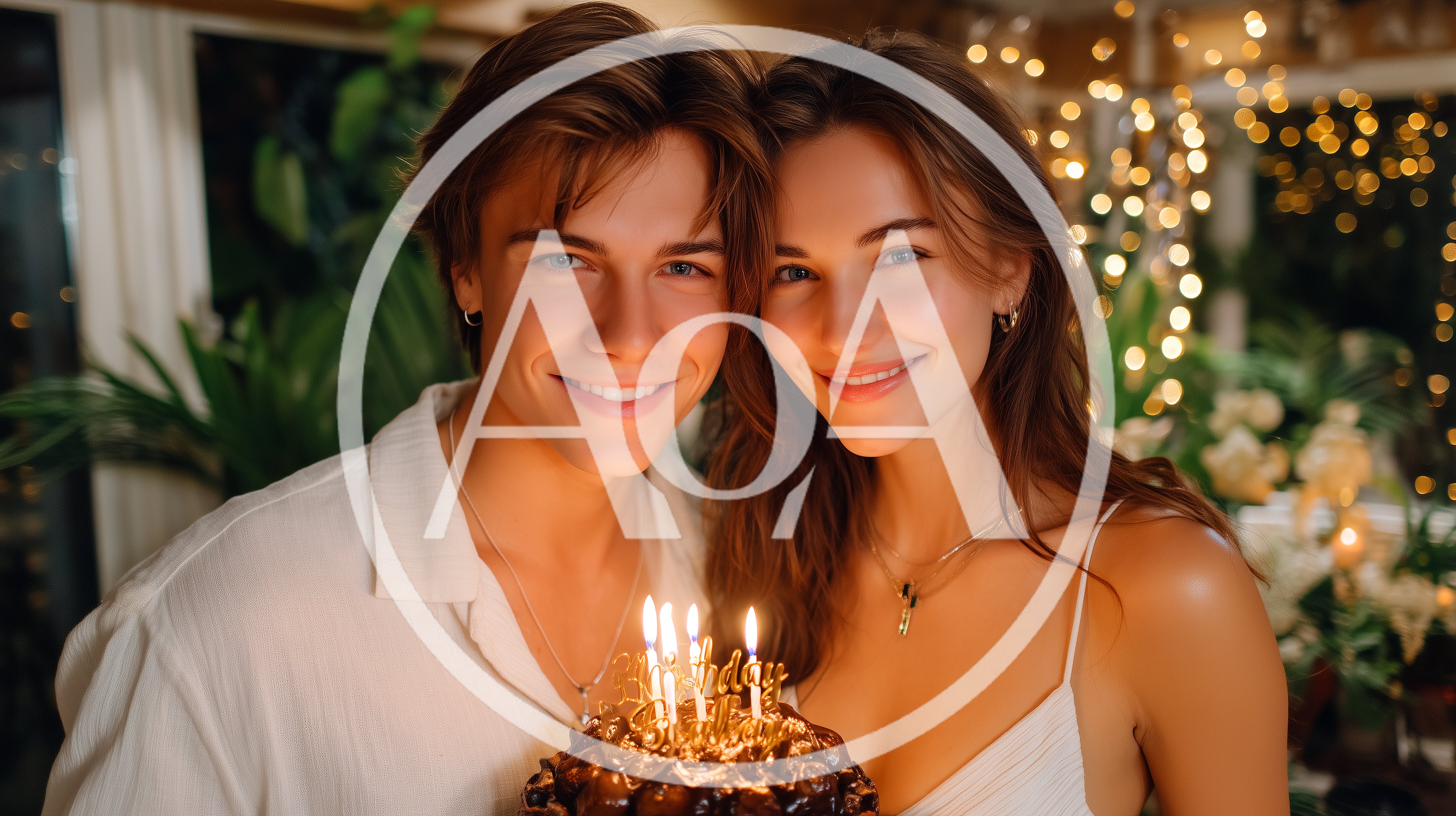 Young Couple Celebrating Birthday With Chocolate Cake