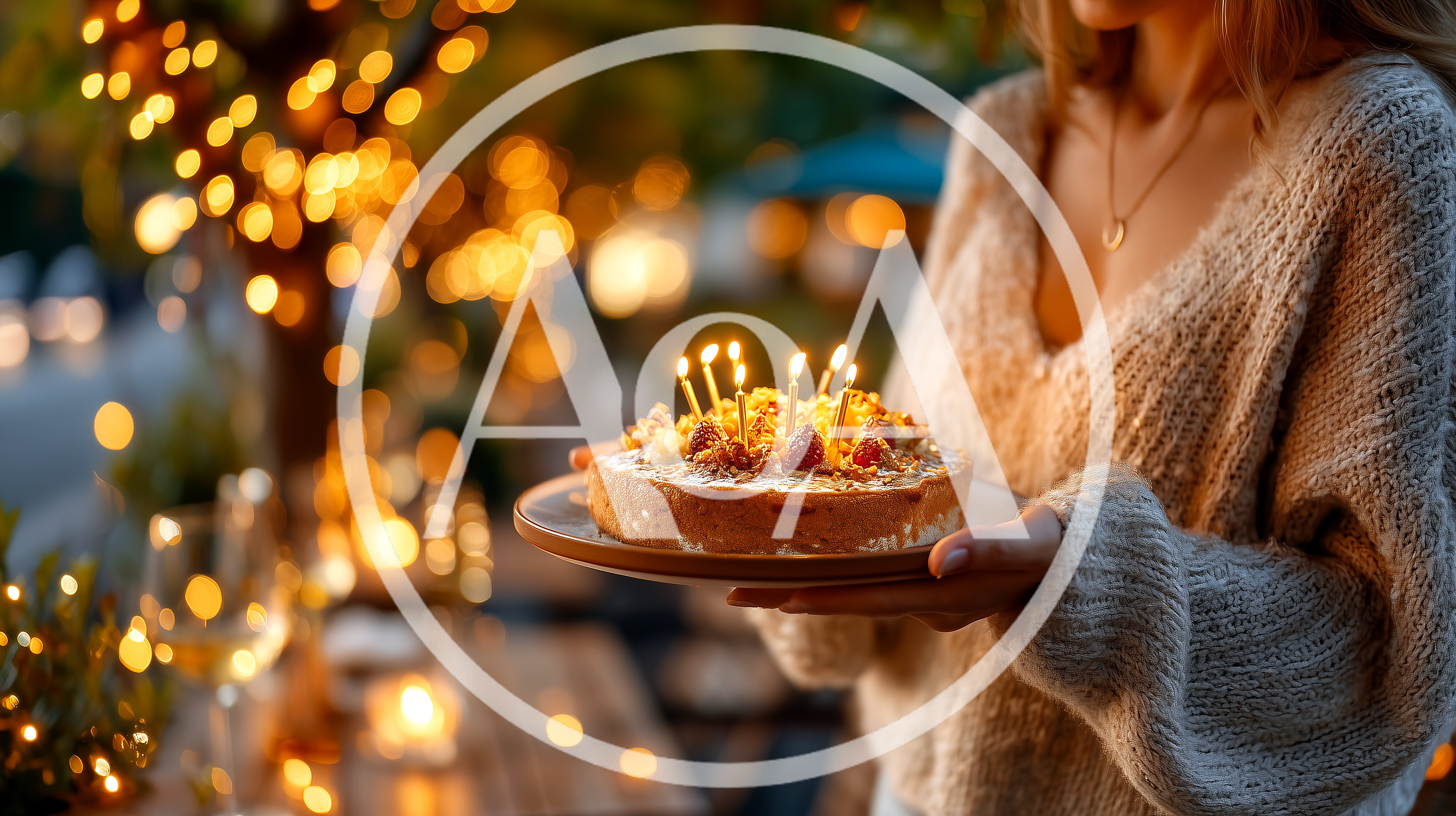 Woman Holding Birthday Cake With Lit Candles