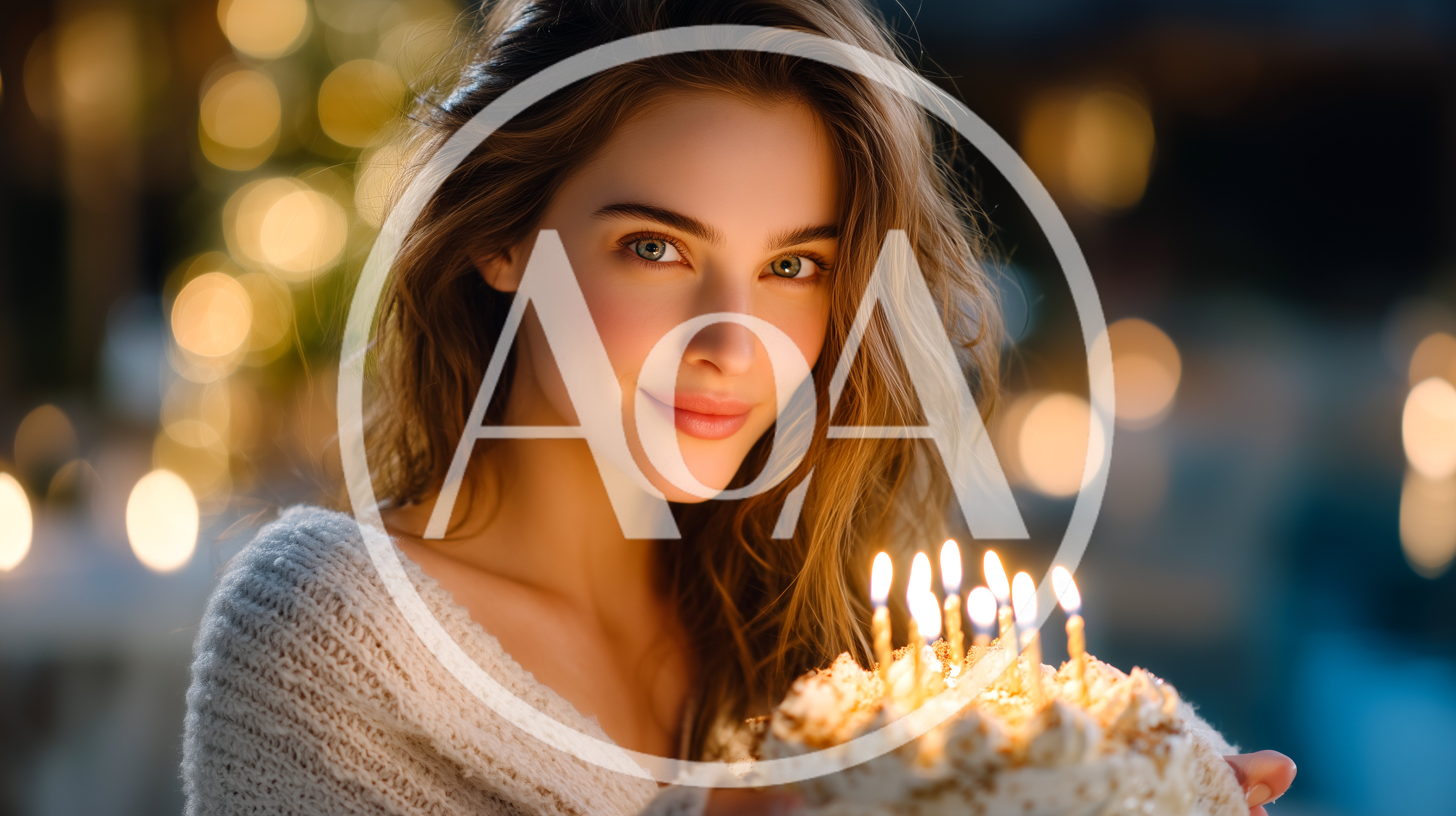 Young Woman Holding Birthday Cake With Lit Candles
